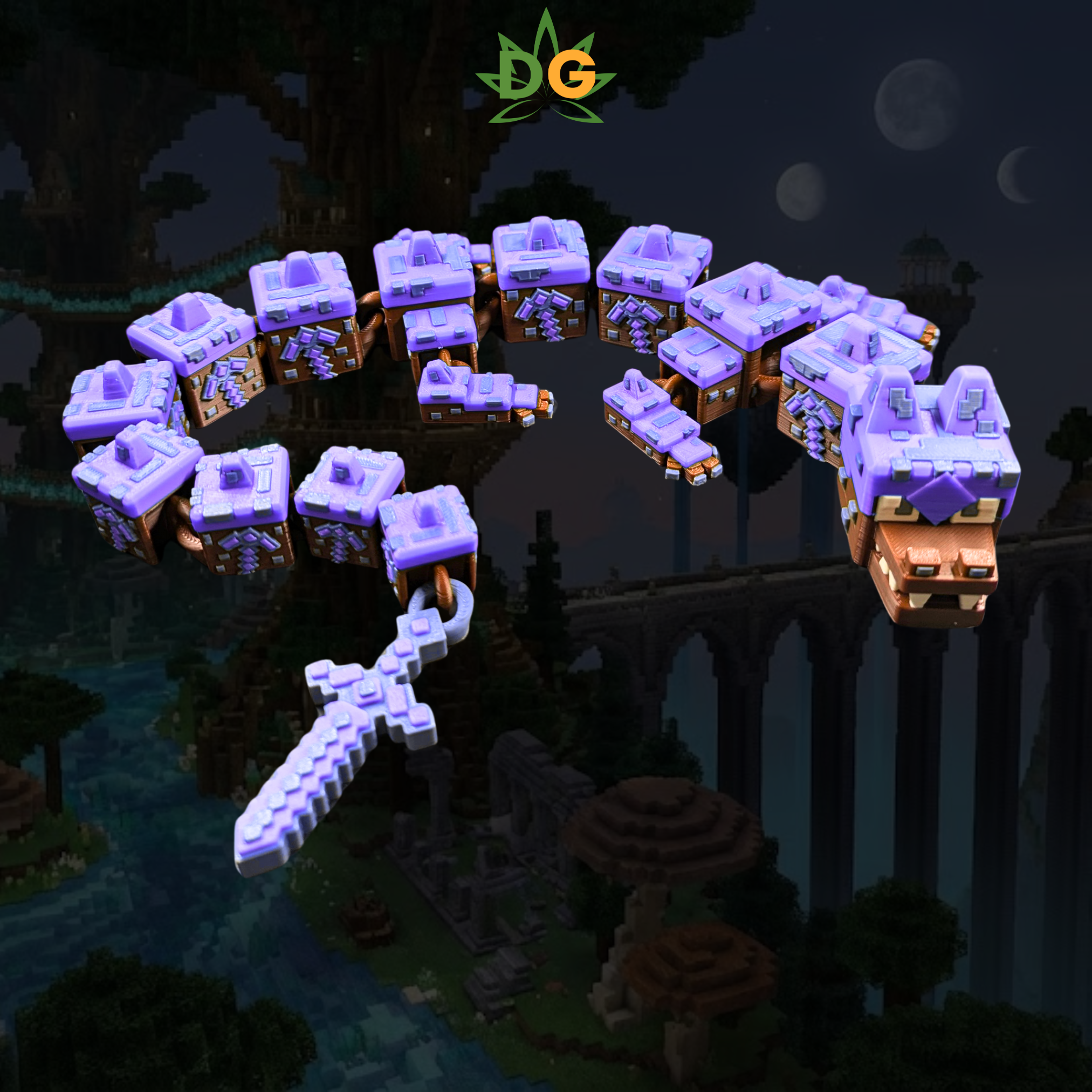 Articulated Earth Dragon Flexi - 3D Printed Pixelated Dragon Figure