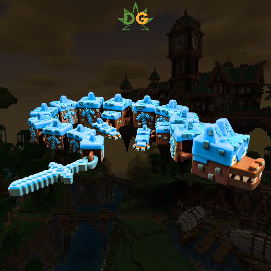 Articulated Earth Dragon Flexi - 3D Printed Pixelated Dragon Figure