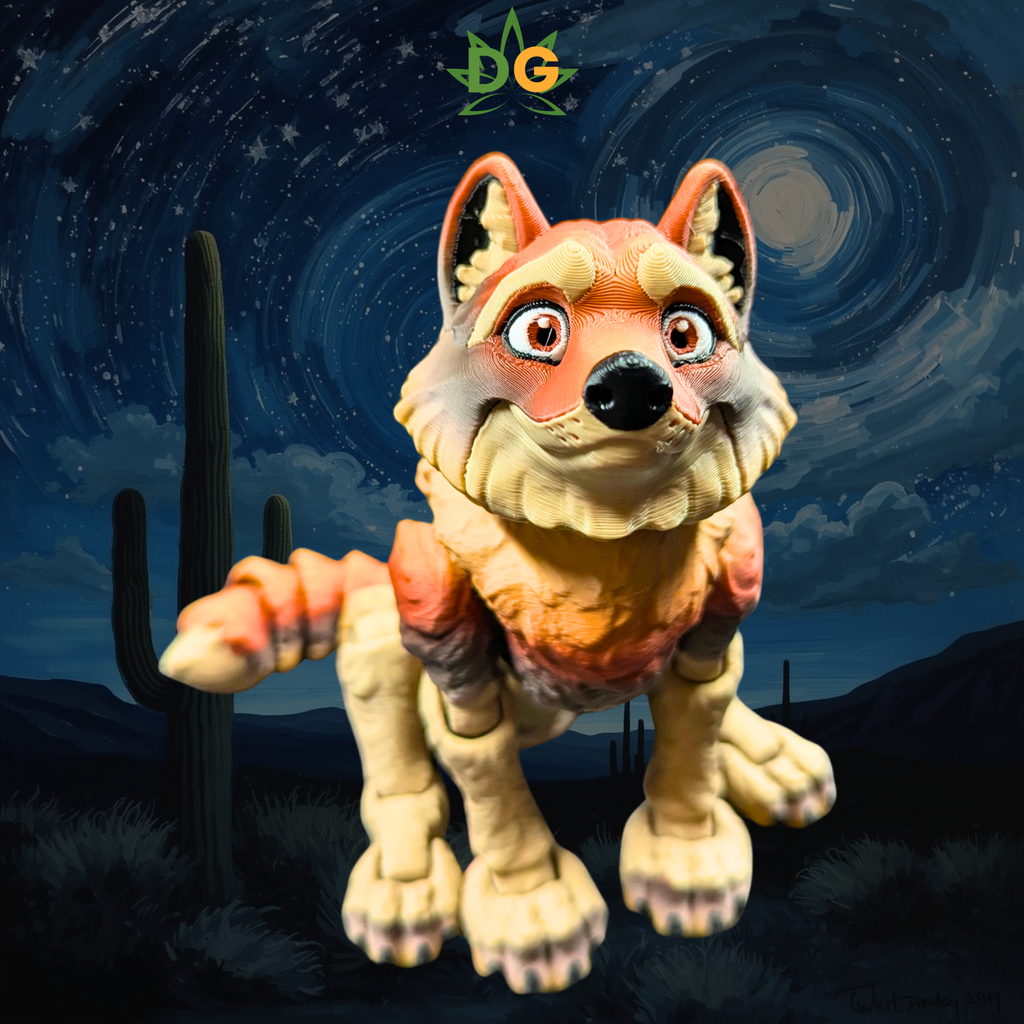 Color Shift Wolf Figurine - Articulated Animal Desk Pet 3D Printed