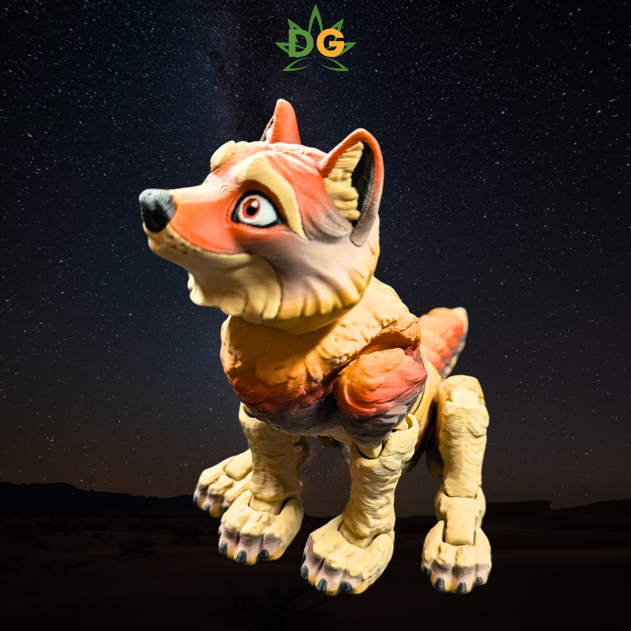 Color Shift Wolf Figurine - Articulated Animal Desk Pet 3D Printed