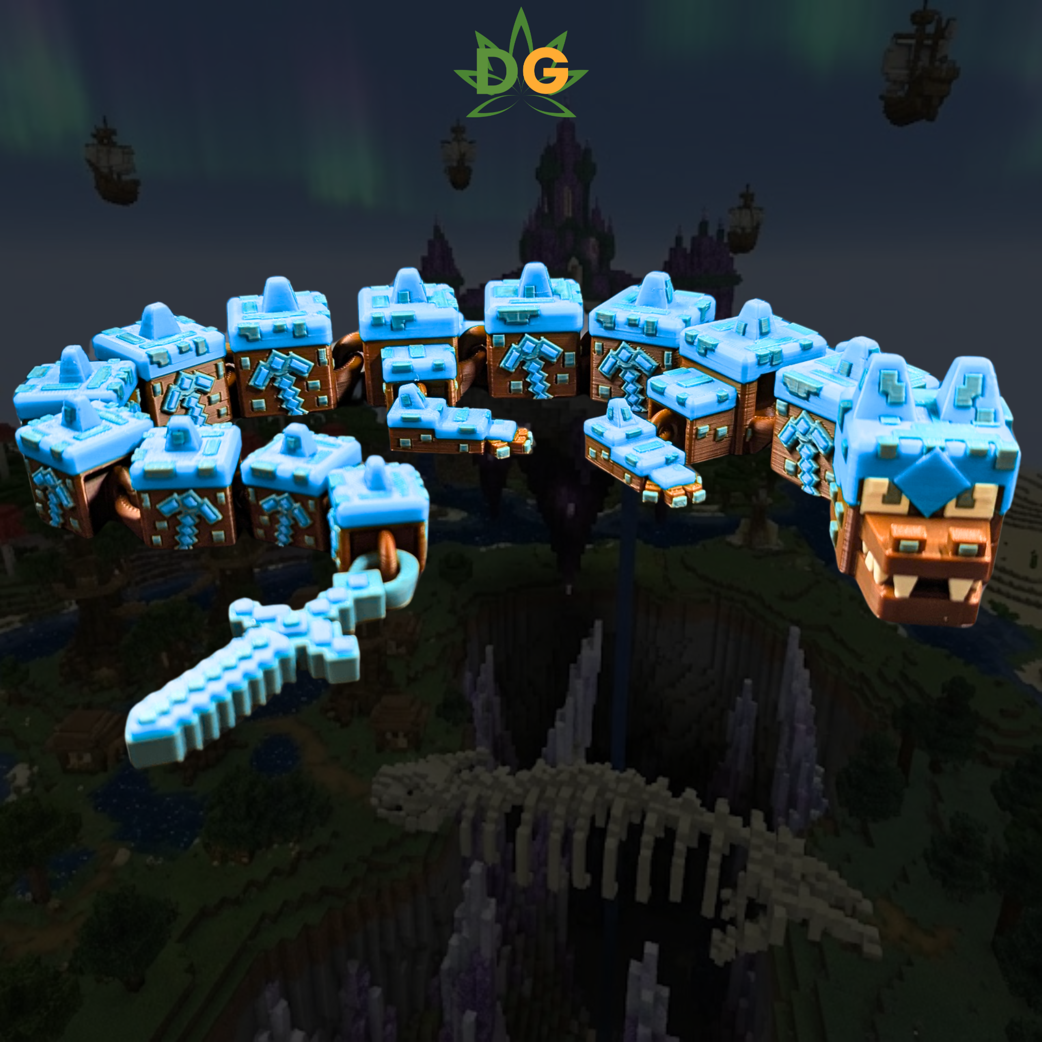 Articulated Earth Dragon Flexi - 3D Printed Pixelated Dragon Figure