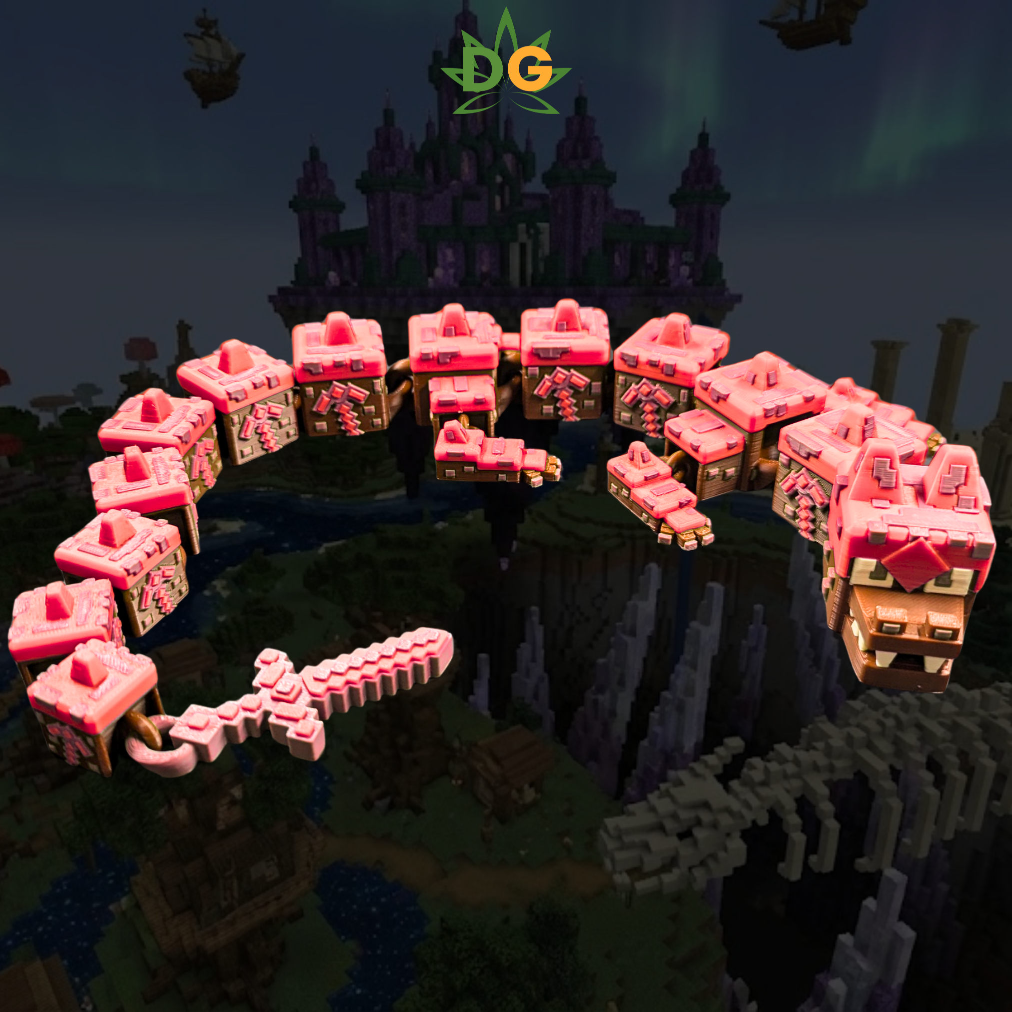 Articulated Earth Dragon Flexi - 3D Printed Pixelated Dragon Figure