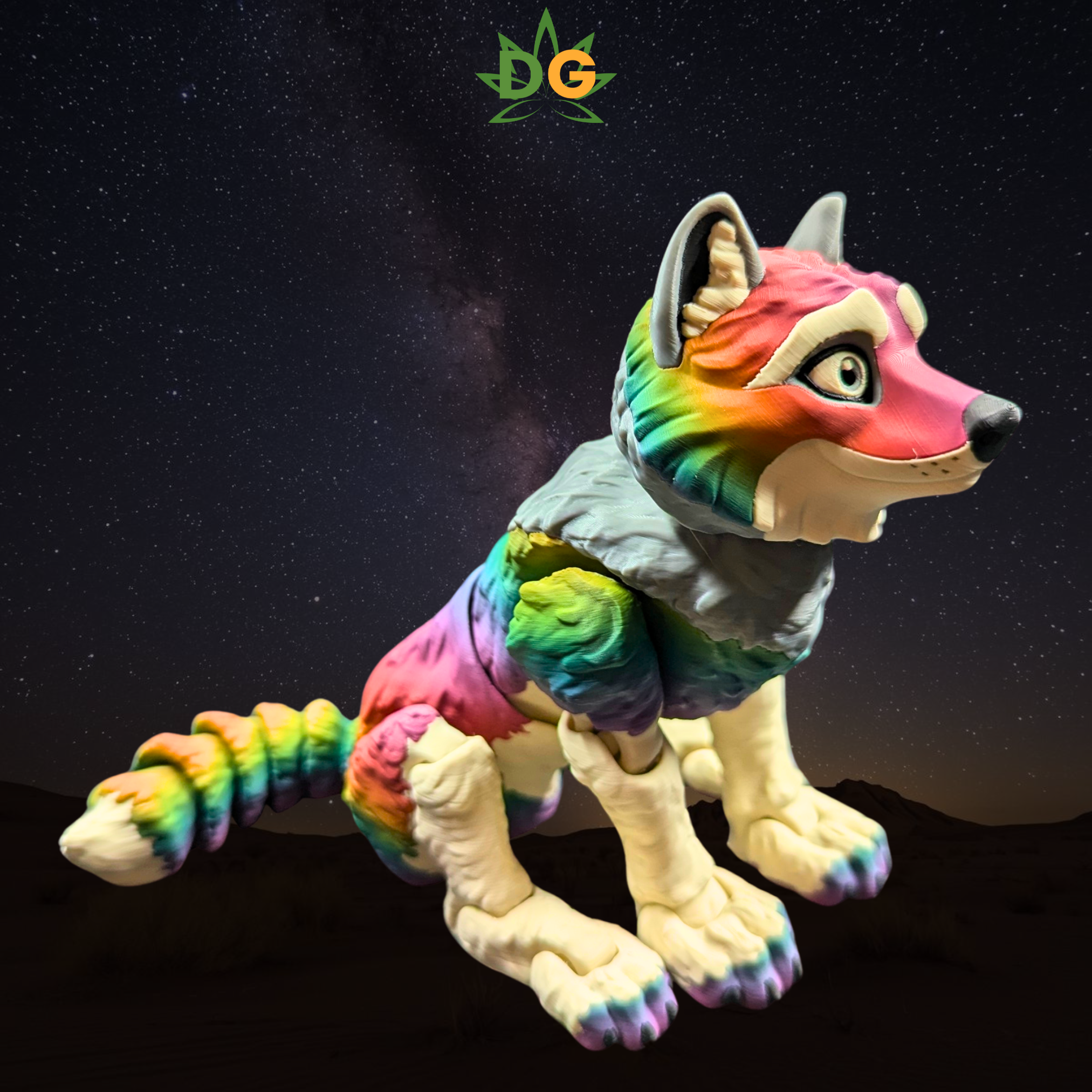 Color Shift Wolf Figurine - Articulated Animal Desk Pet 3D Printed