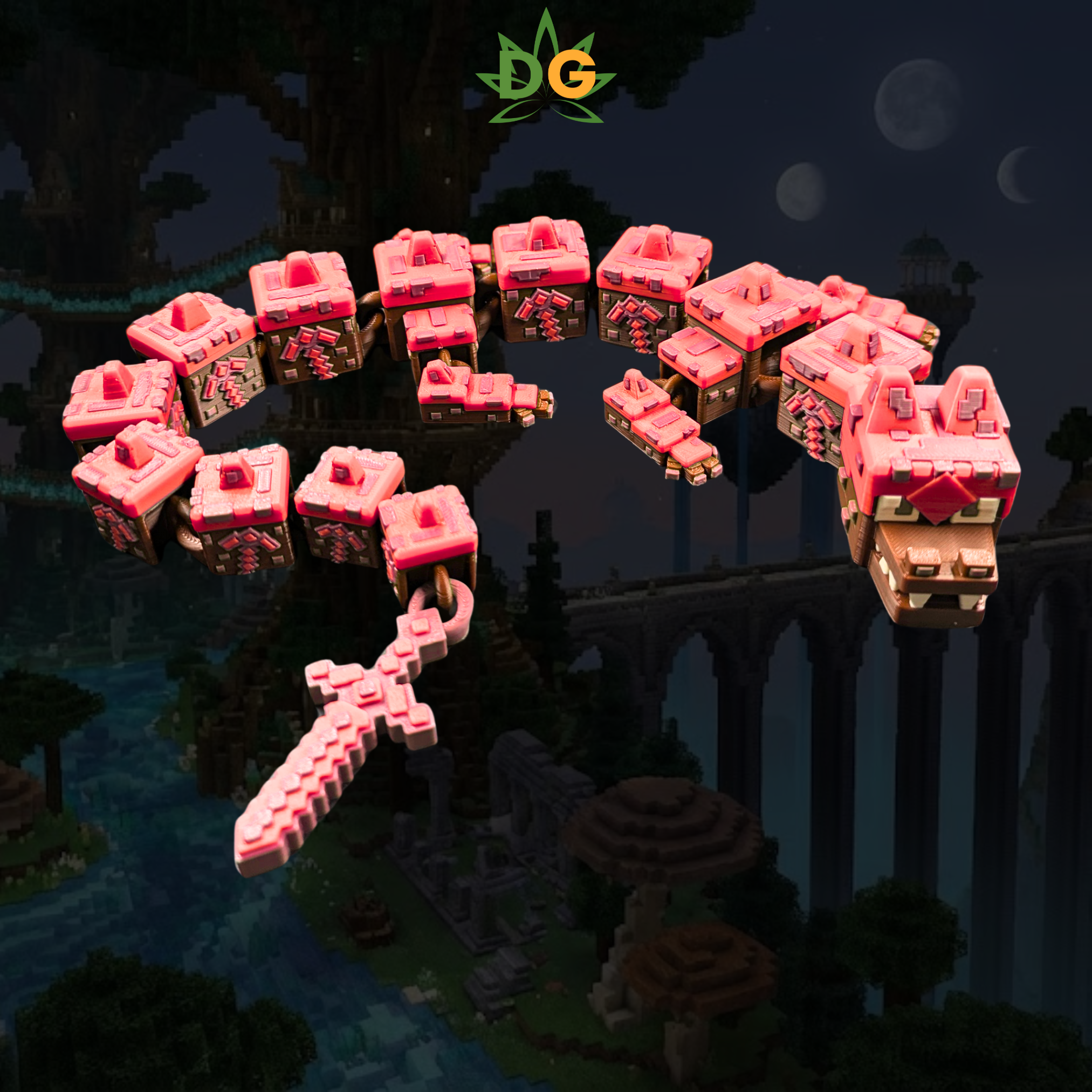 Articulated Earth Dragon Flexi - 3D Printed Pixelated Dragon Figure