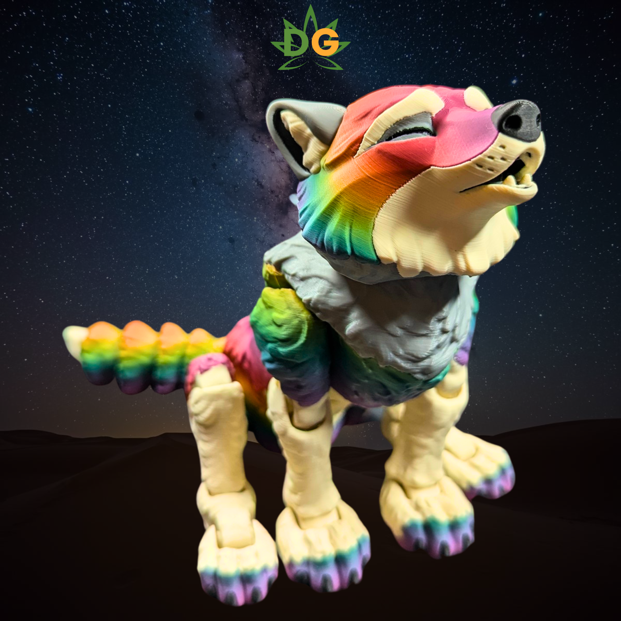 Color Shift Wolf Figurine - Articulated Animal Desk Pet 3D Printed