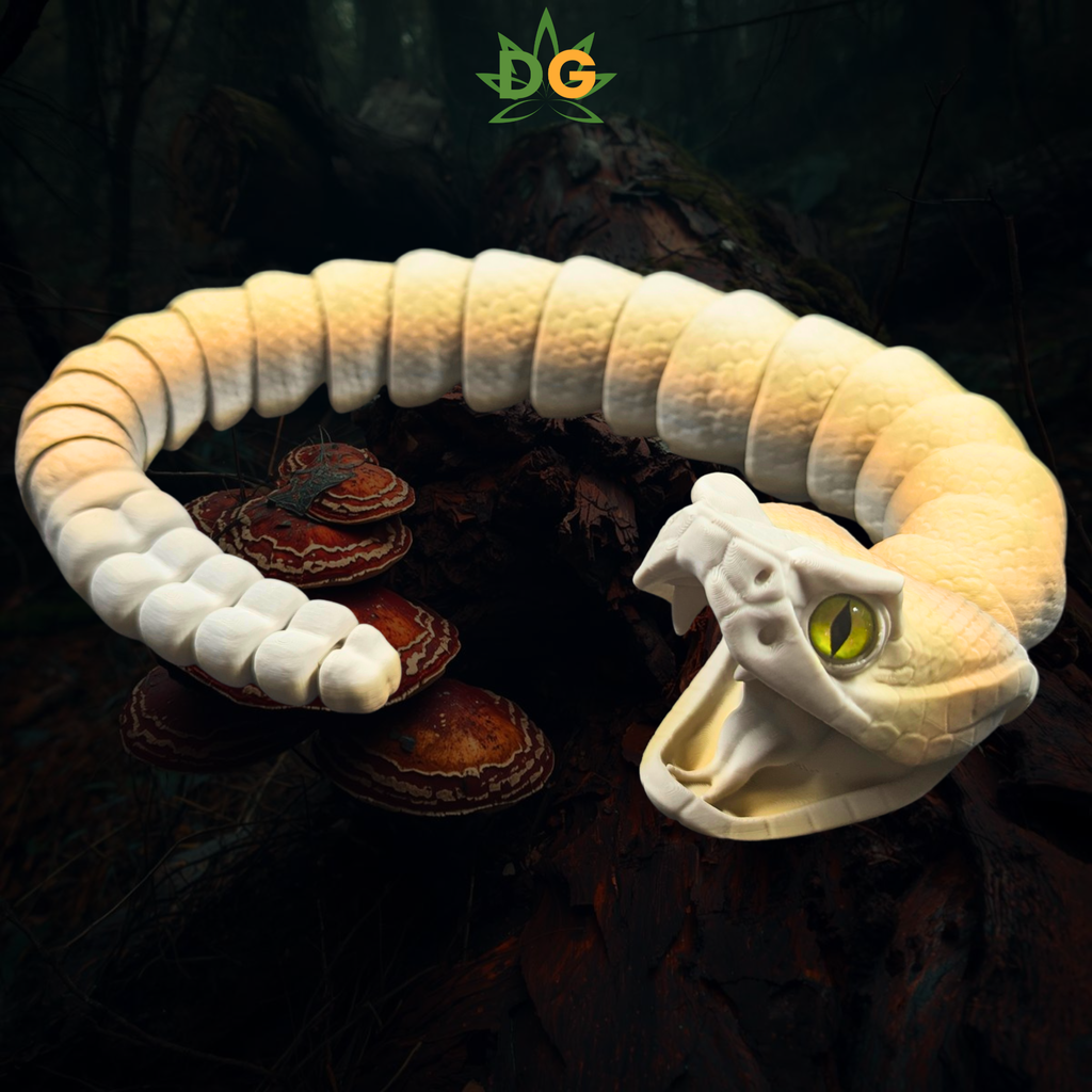 Articulated Rattlesnake 3D Printed Flexi with Realistic Glass Eyes