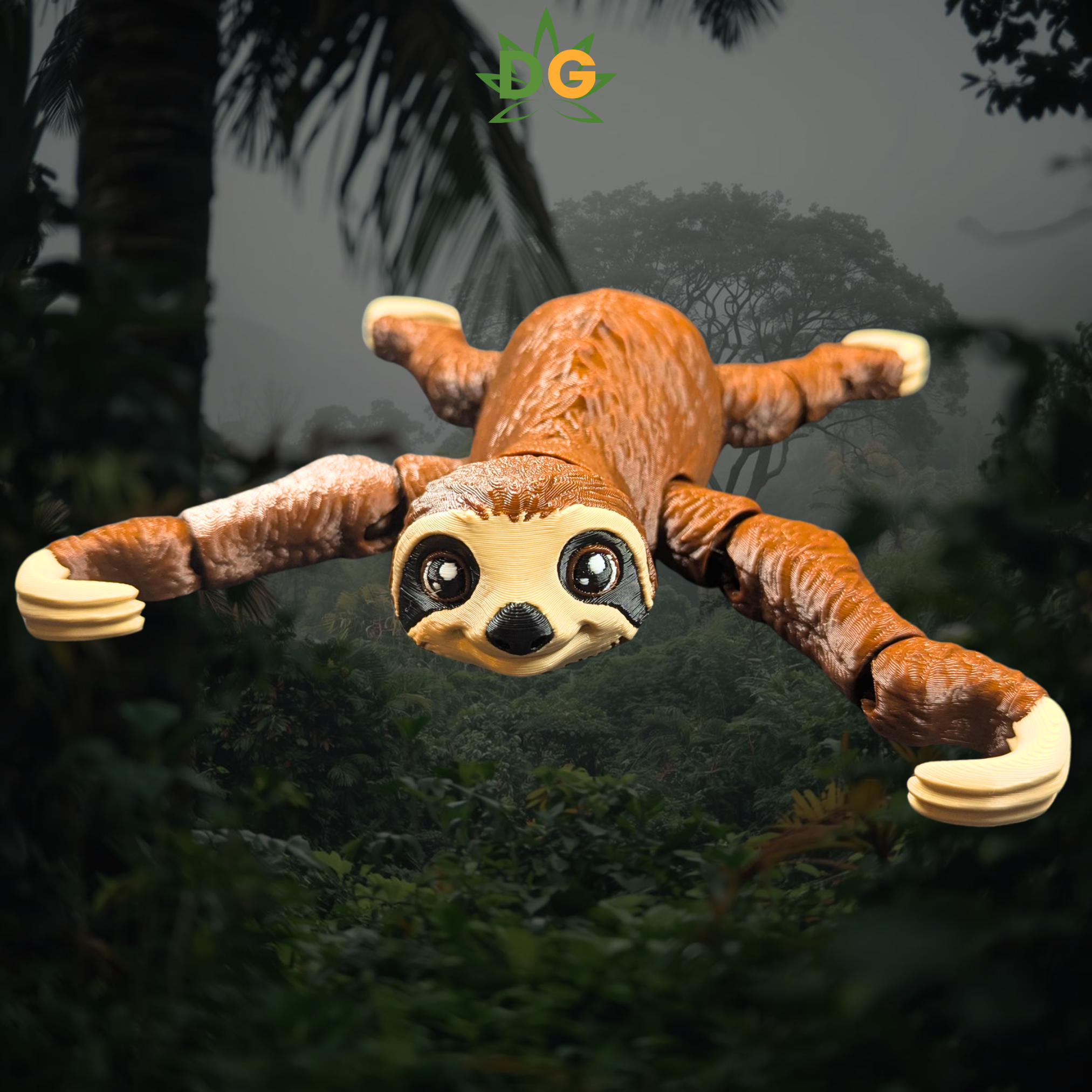 Hanging Sloth 3D Printed Model - Posable Flexi Figure - Sloth Lover Gift