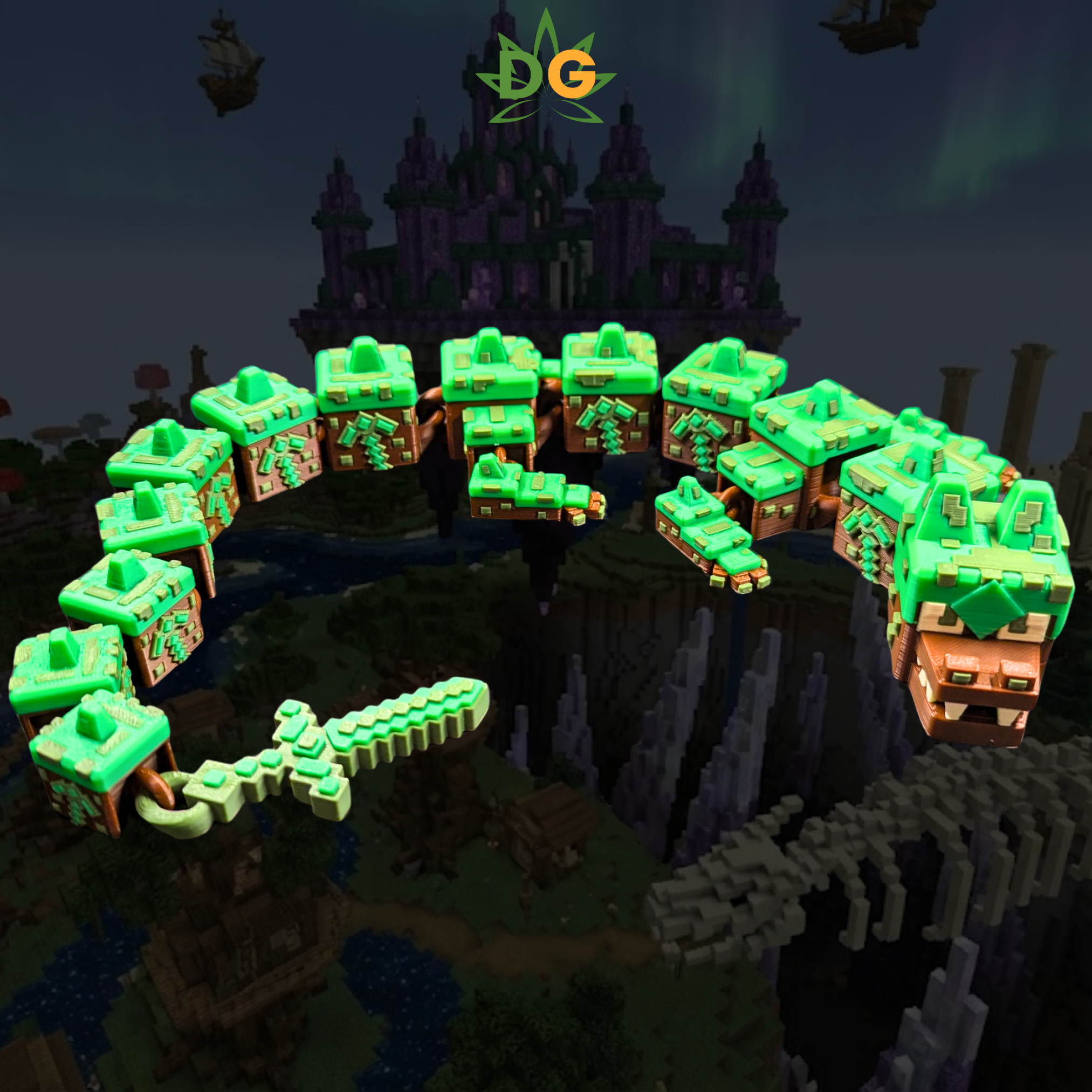 Articulated Earth Dragon Flexi - 3D Printed Pixelated Dragon Figure