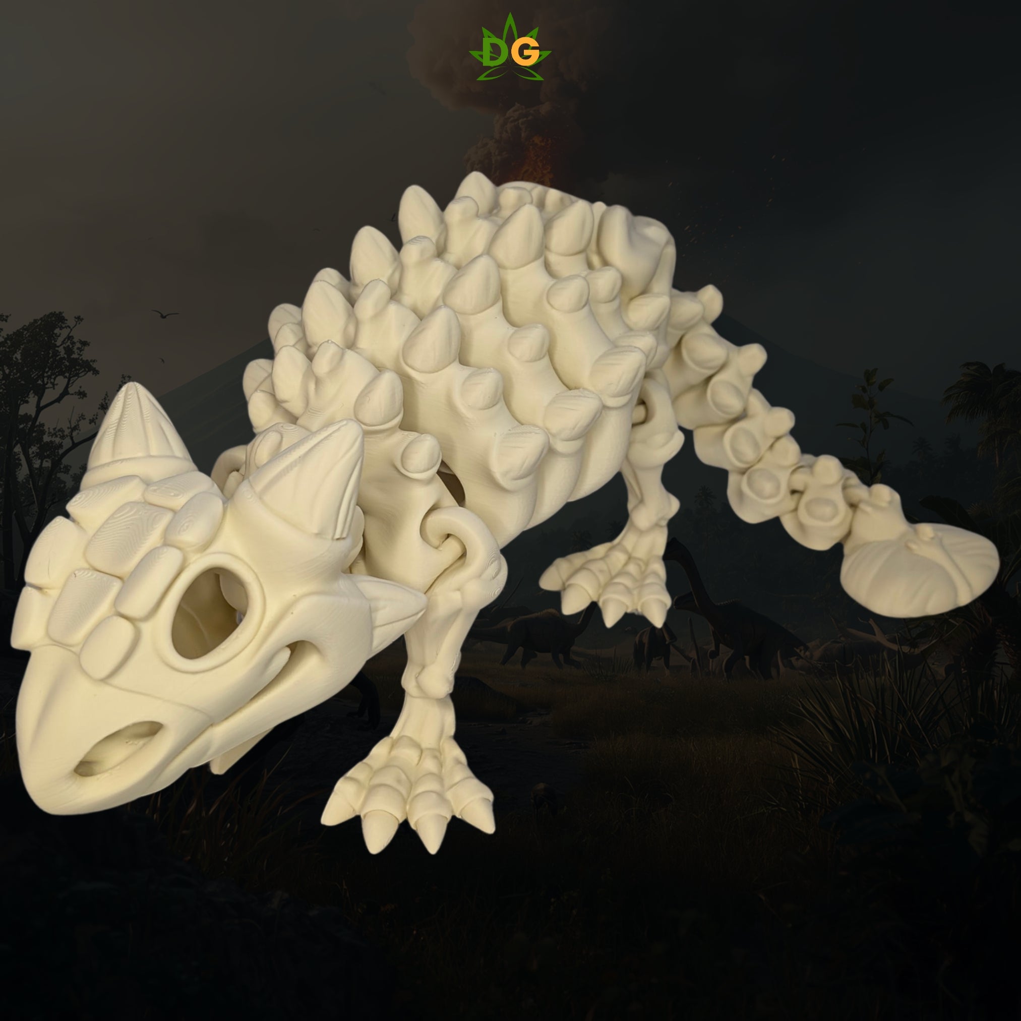 XL Flexi Skeleton Ankylosaurus Figurine Desk Accessory 3D Printed