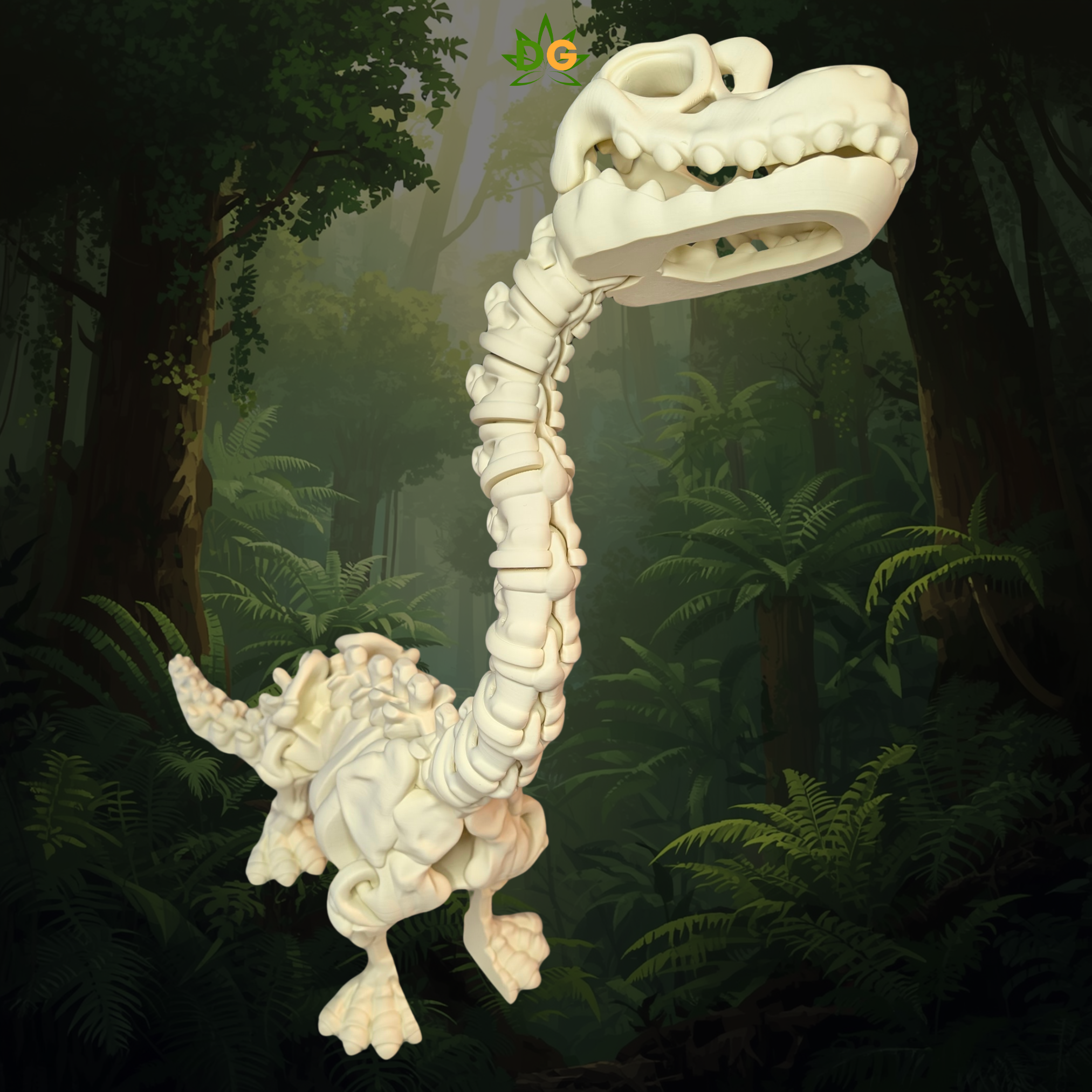 Articulated 3D Printed XL Skeleton Brachiosaurus Figurine and Fidget