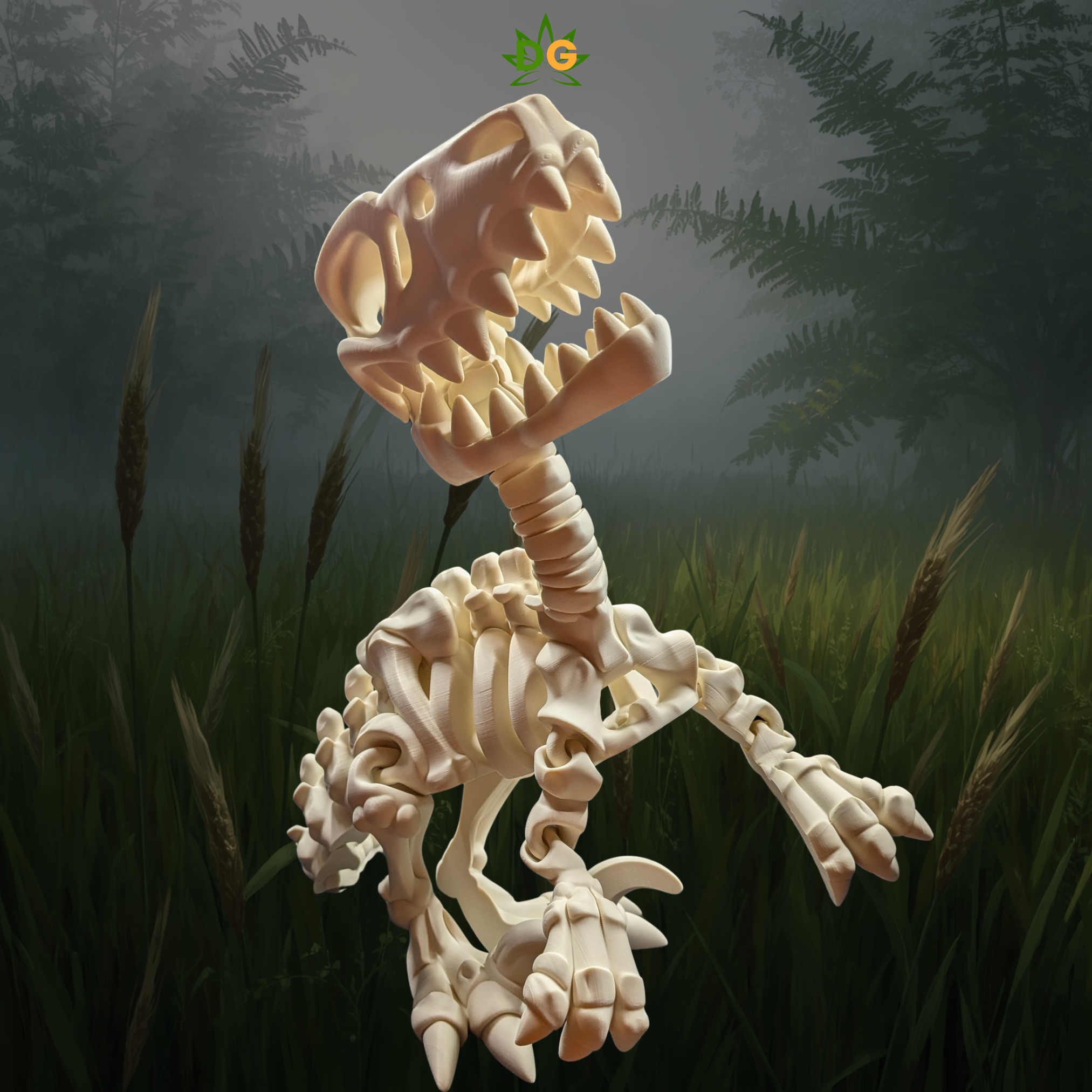 Flexi 3D Printed Articulated XL Skeleton Velociraptor Desk Pet