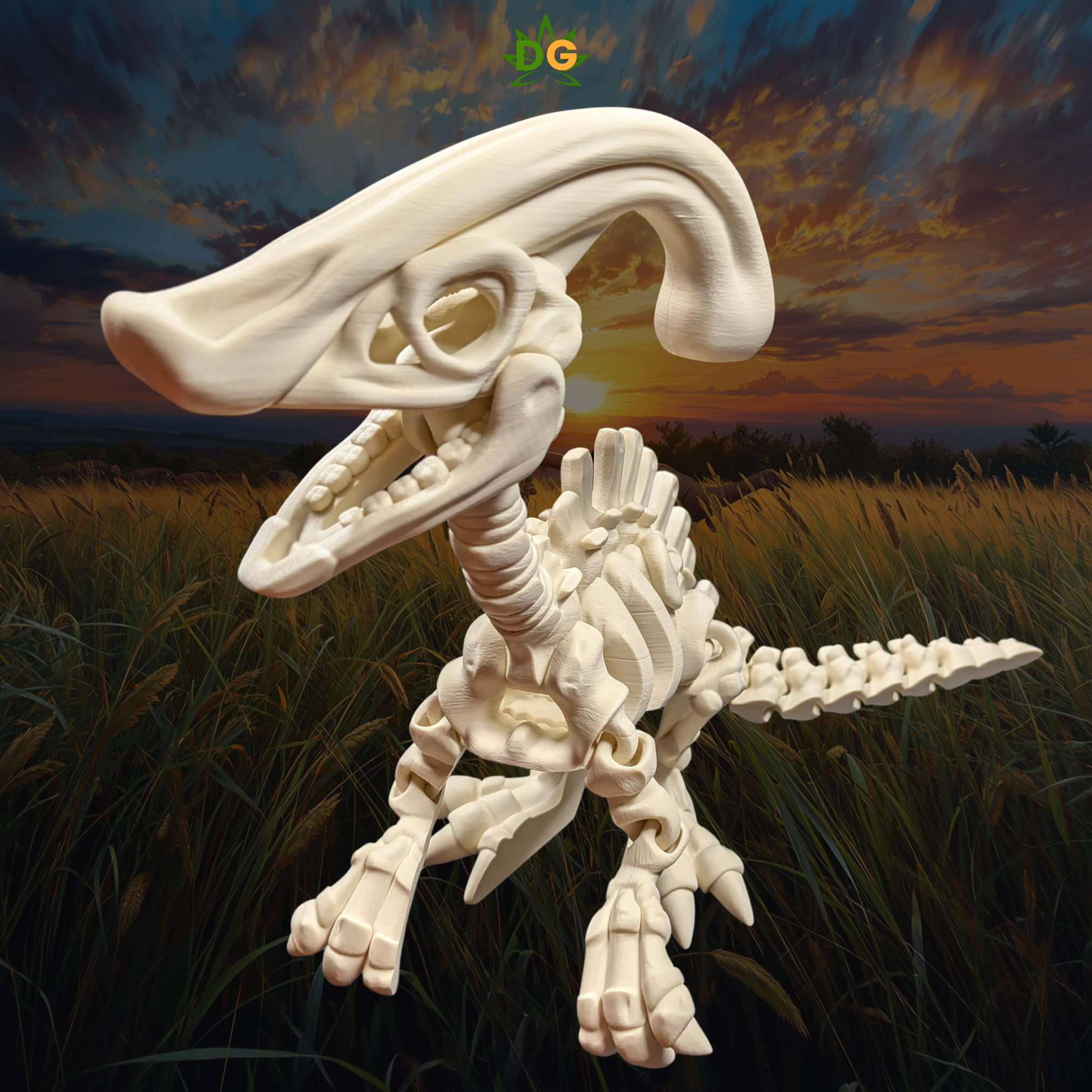 3D Printed Articulated XL Skeleton Parasaurolophus Fidget Figurine