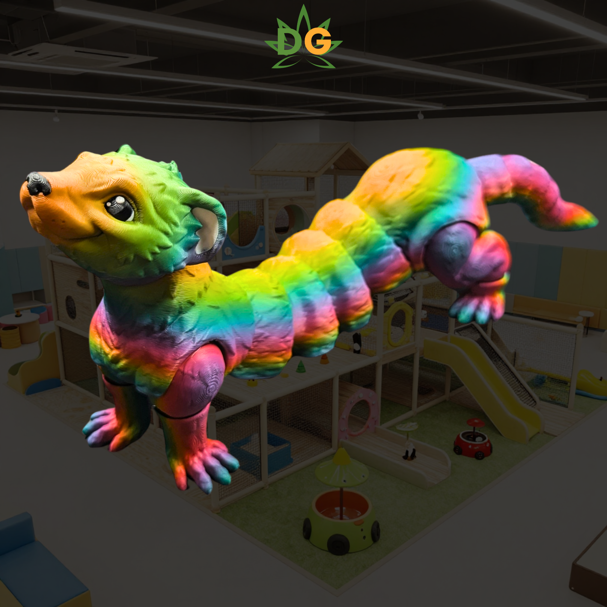 Rainbow Rush Articulated Ferret – 3D Printed Flexi Collectible