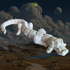 Articulated Mystical Flying Dog Dragon - XL Flexi White 80's Creature