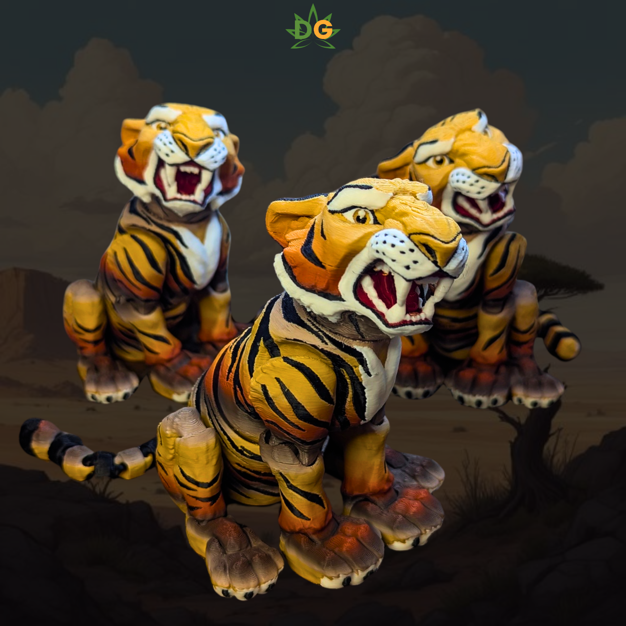 Fierce Tiger Desk Flexi - Articulated 3D Printed Wildlife