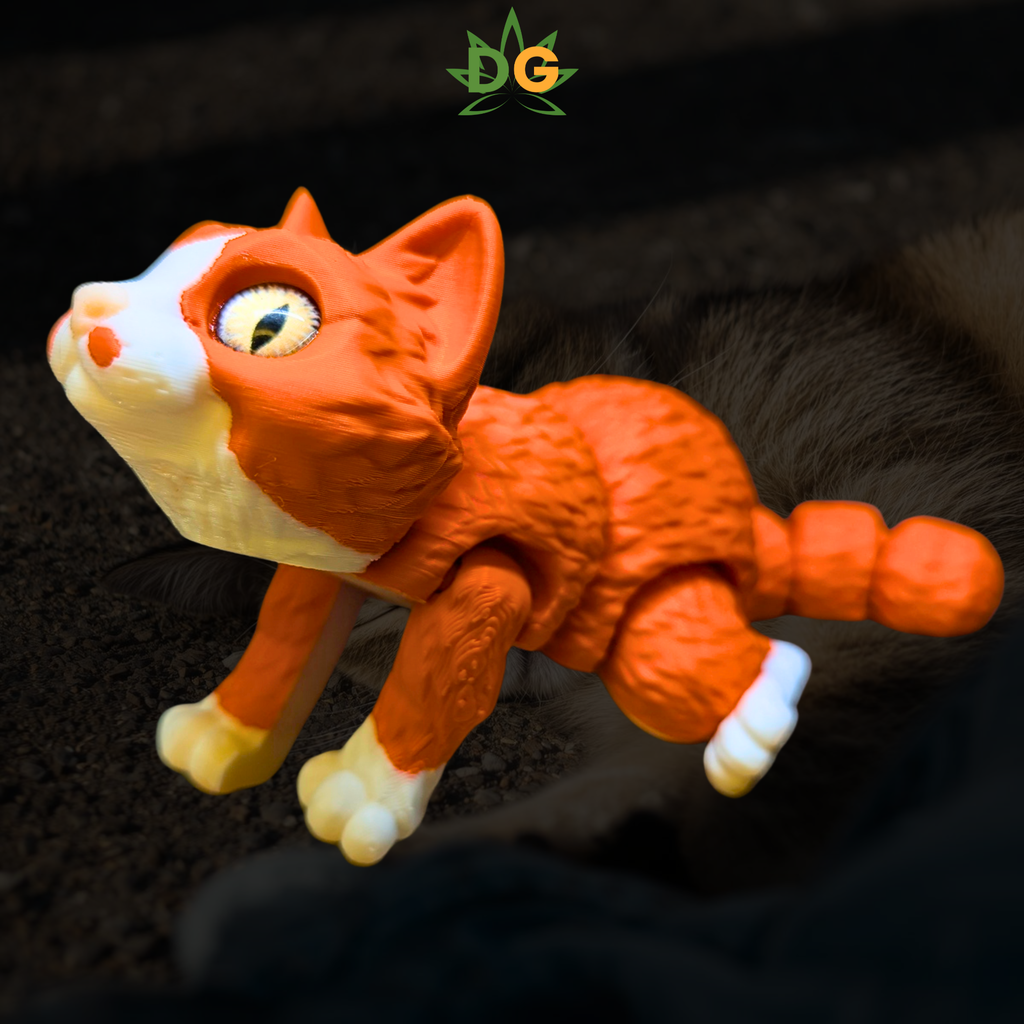 Toasty Orange Malone Kitty Flexi | 3D Printed Desk Buddy