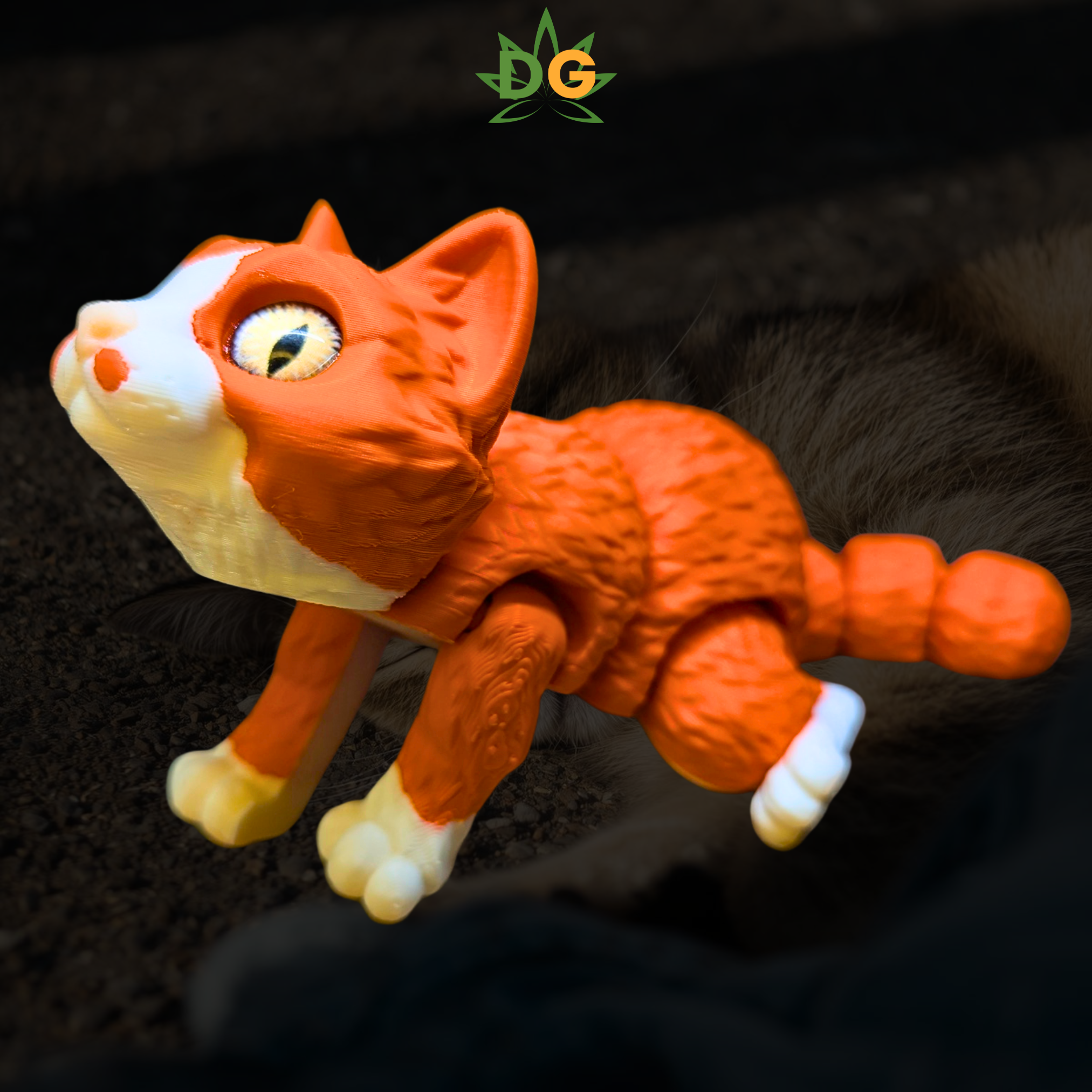 Toasty Orange Malone Kitty Flexi | 3D Printed Desk Buddy