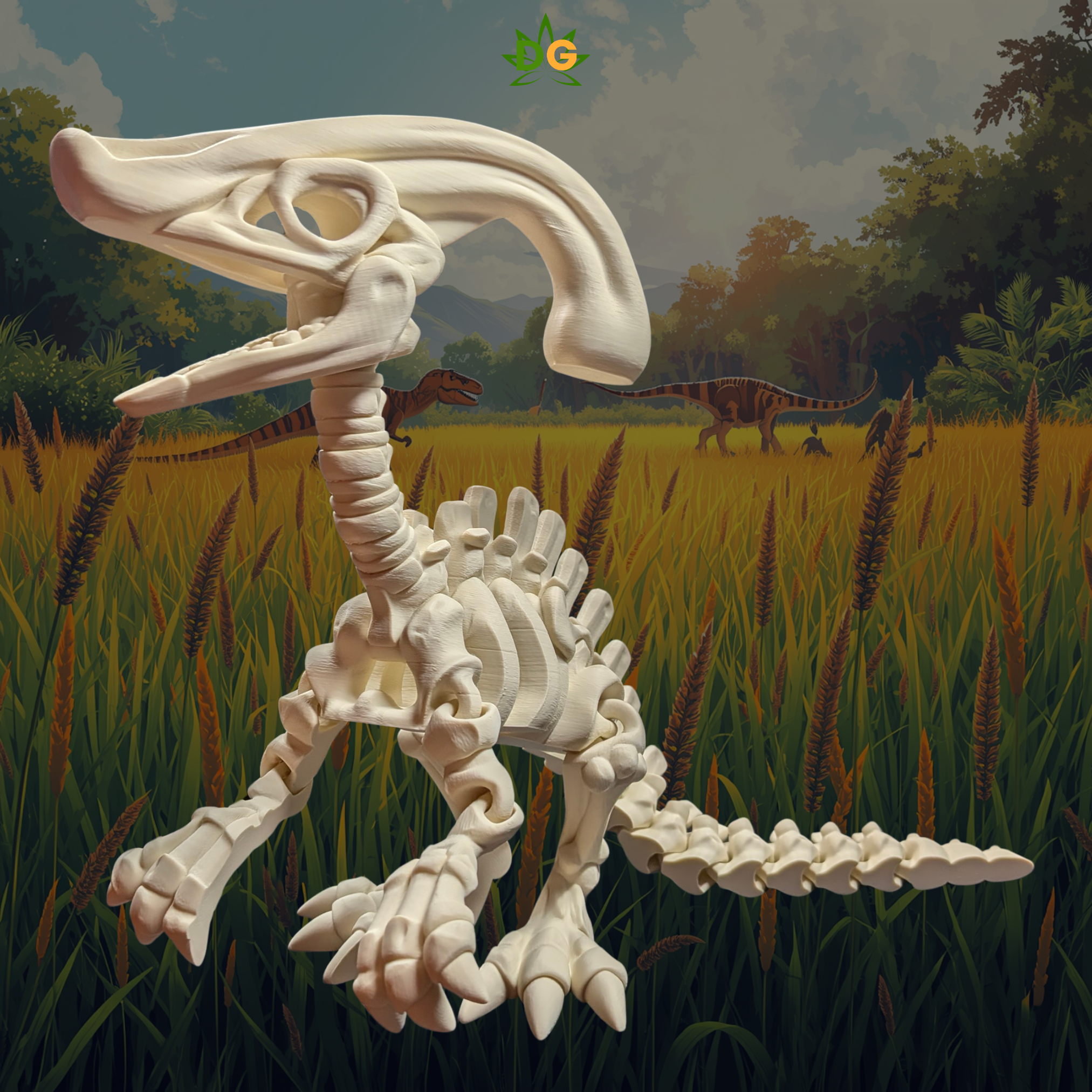 3D Printed Articulated XL Skeleton Parasaurolophus Fidget Figurine