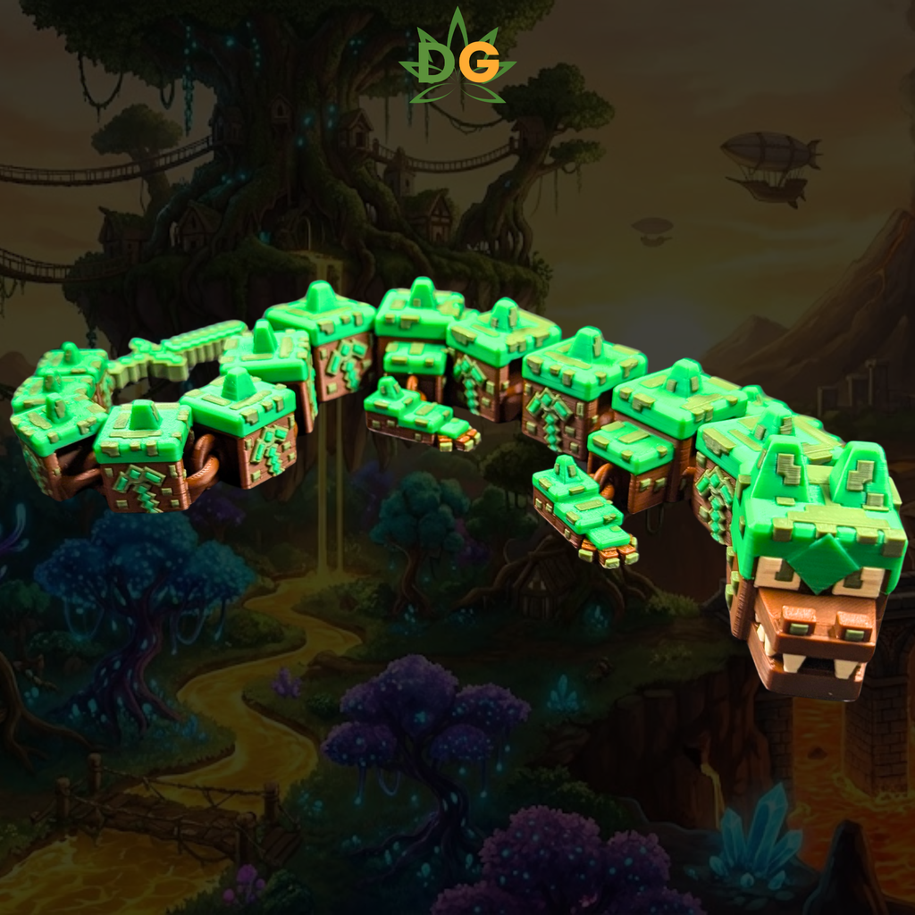Articulated Earth Dragon Flexi - 3D Printed Pixelated Dragon Figure