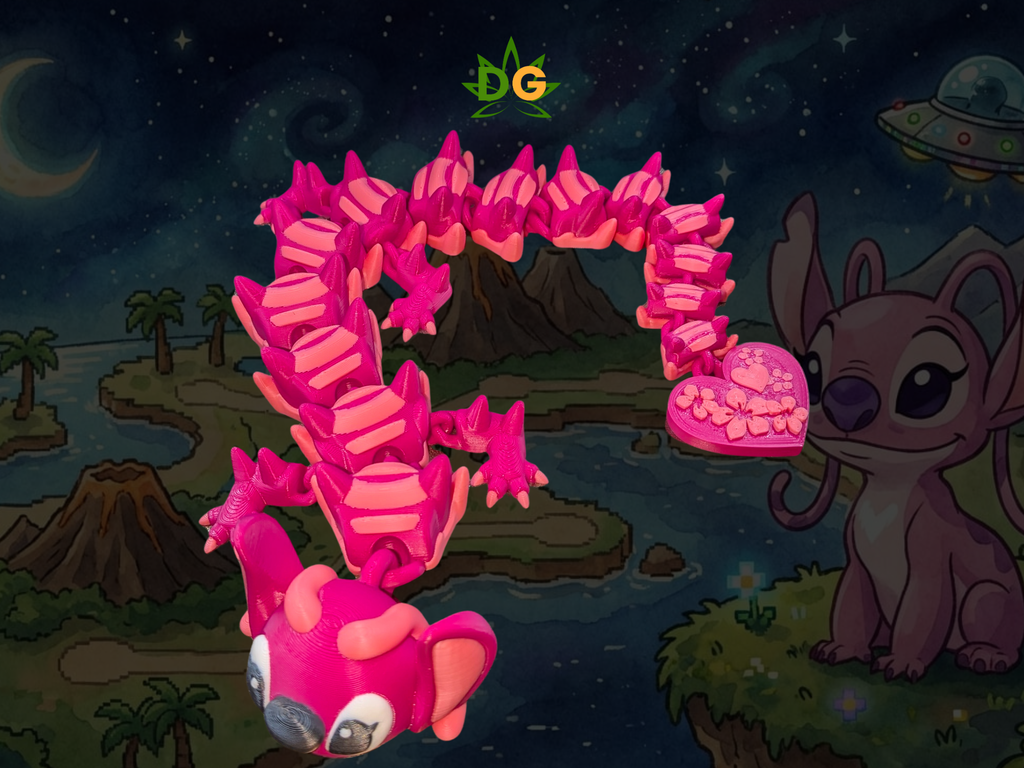 Articulated Blue & Pink Alien Flexi Figure - 3D Printed Tropical Creature