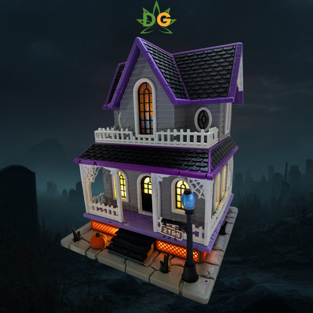 Ghoulishly Haunted House: Light-Up Halloween Decor, Intricate Details, Detachable Roof for Easy Custom Lighting!