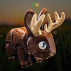 Articulated Mini Jackalope Flexi – 3D Printed Mythical Rabbit