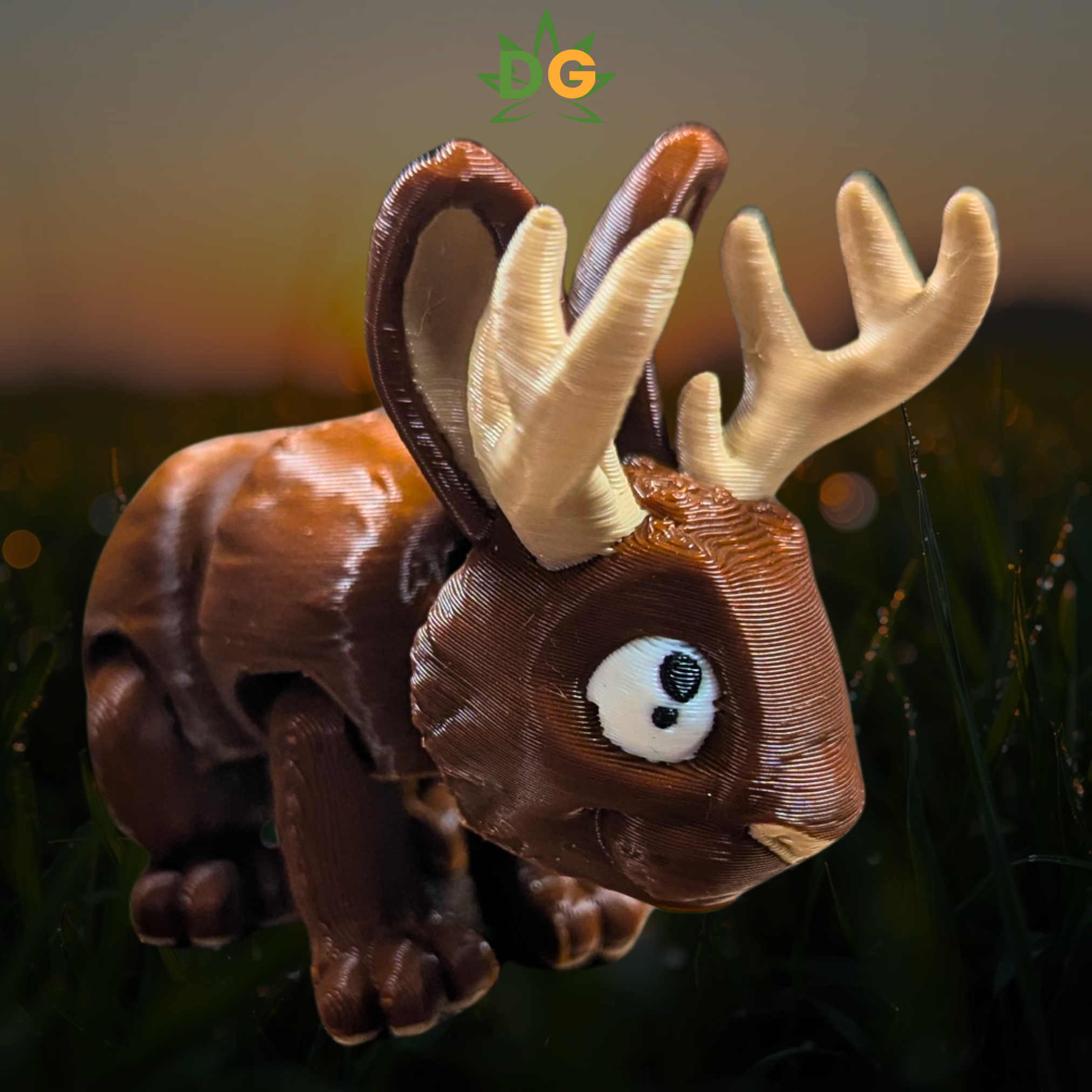 Articulated Mini Jackalope Flexi – 3D Printed Mythical Rabbit