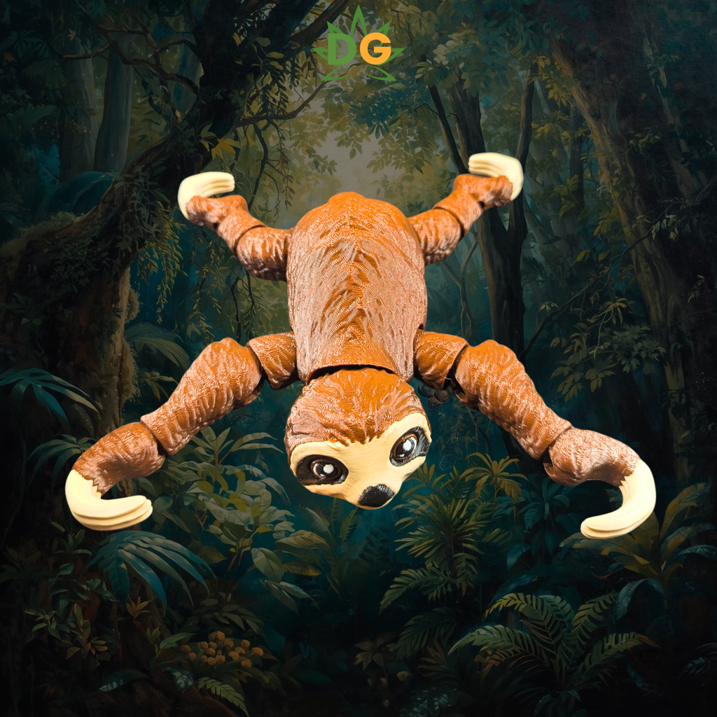 Hanging Sloth 3D Printed Model - Posable Flexi Figure - Sloth Lover Gift