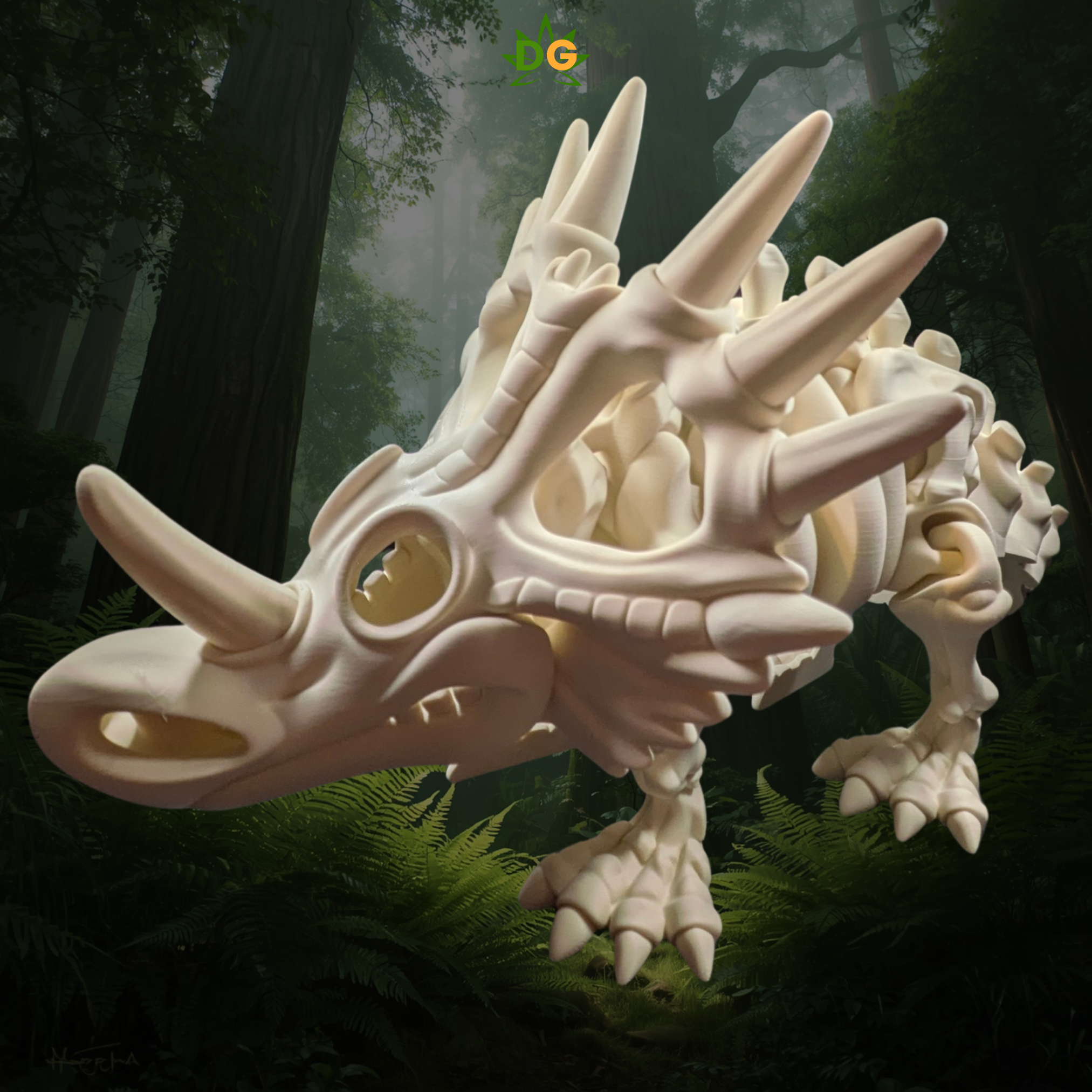 Flexi 3D Printed XL Skeleton Styracosaurus Articulated Fidget Figurine