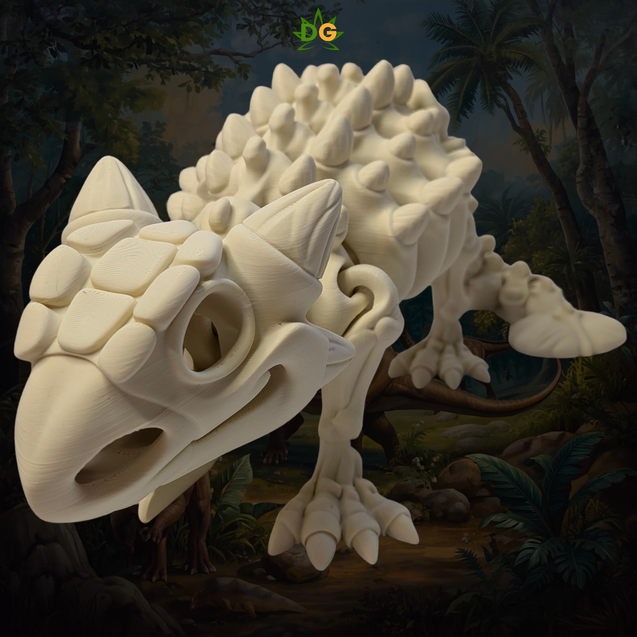 XL Flexi Skeleton Ankylosaurus Figurine Desk Accessory 3D Printed