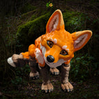 3D Printed Flexi Fox Figurine – Posable Orange Fox with Articulated Tail