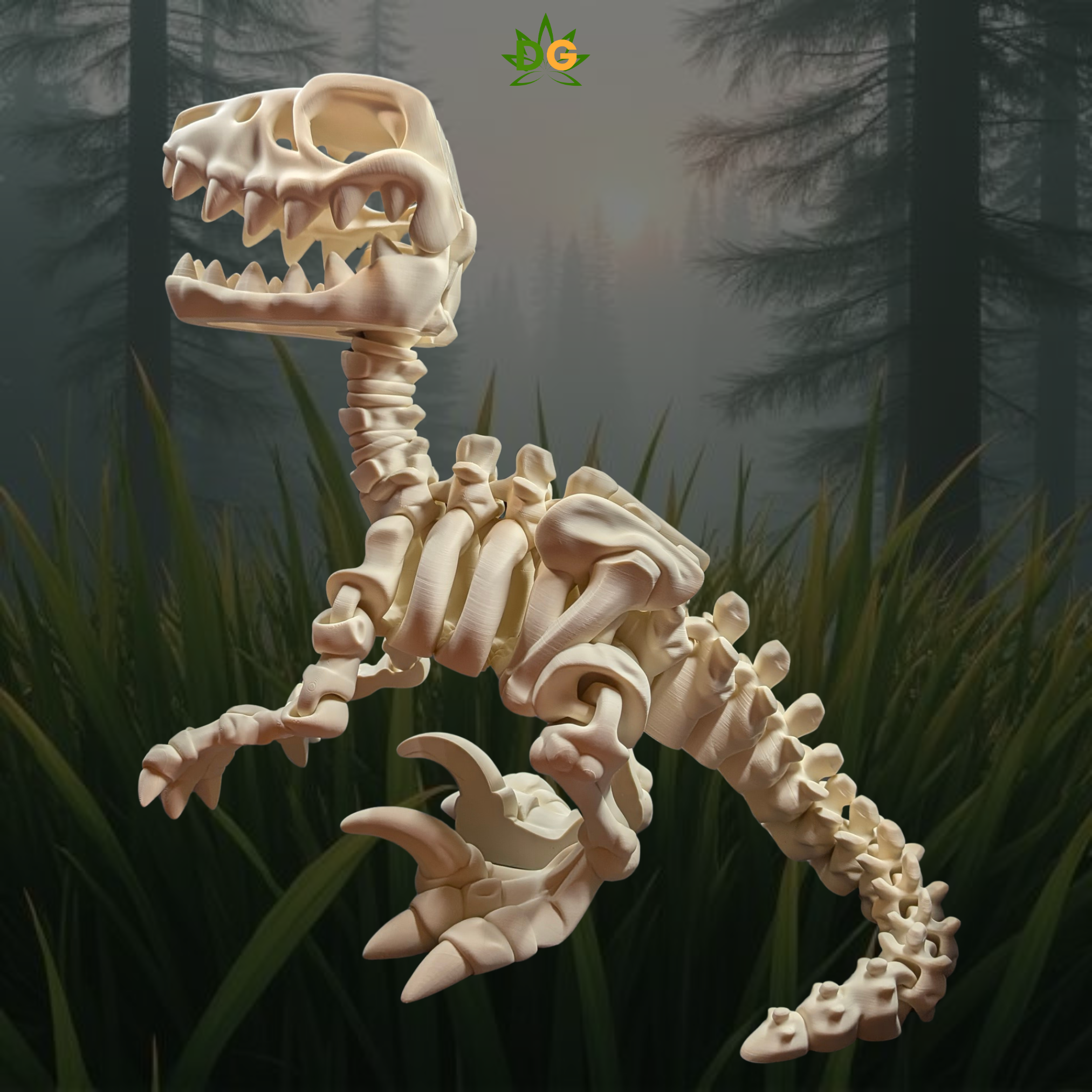 Flexi 3D Printed Articulated XL Skeleton Velociraptor Desk Pet