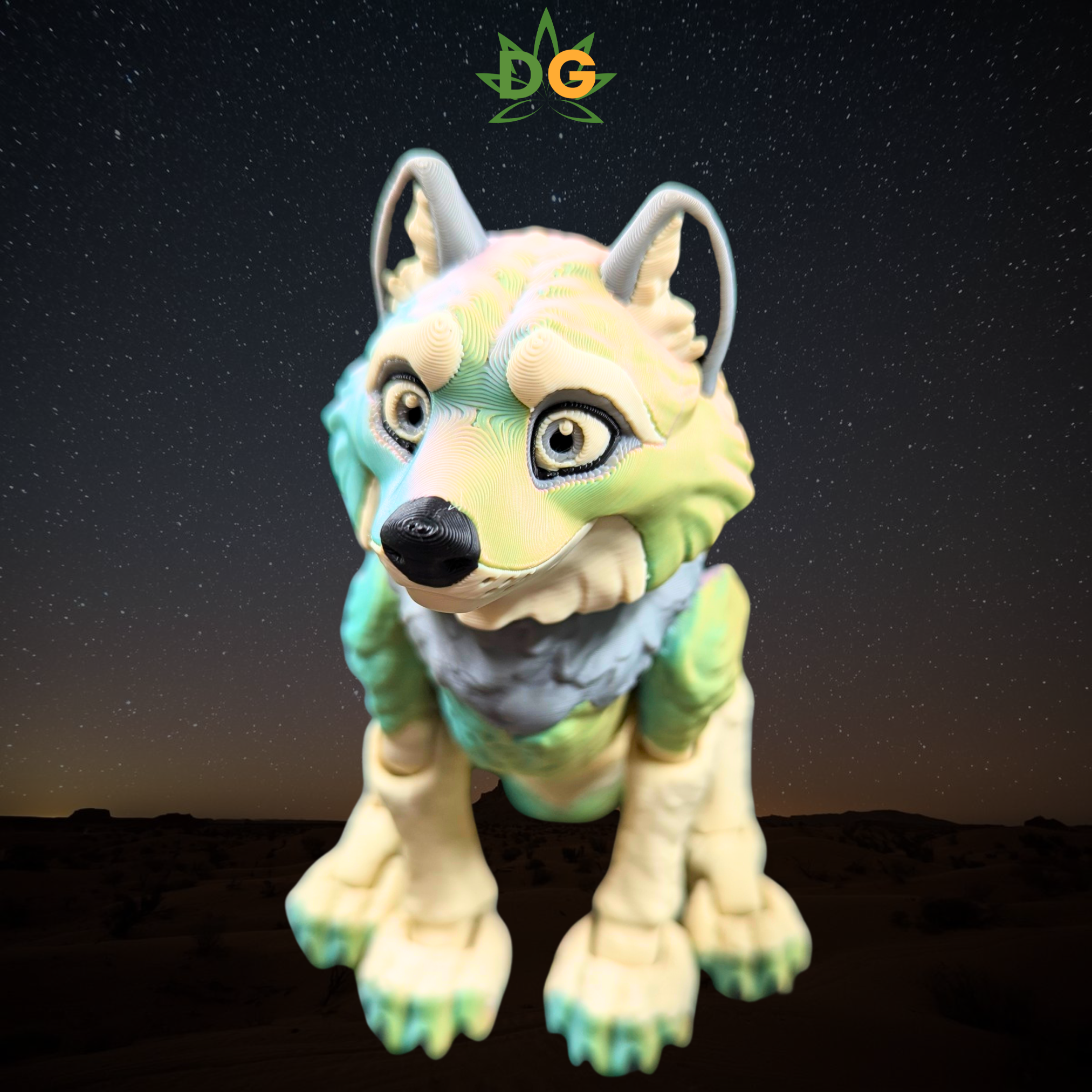 Color Shift Wolf Figurine - Articulated Animal Desk Pet 3D Printed