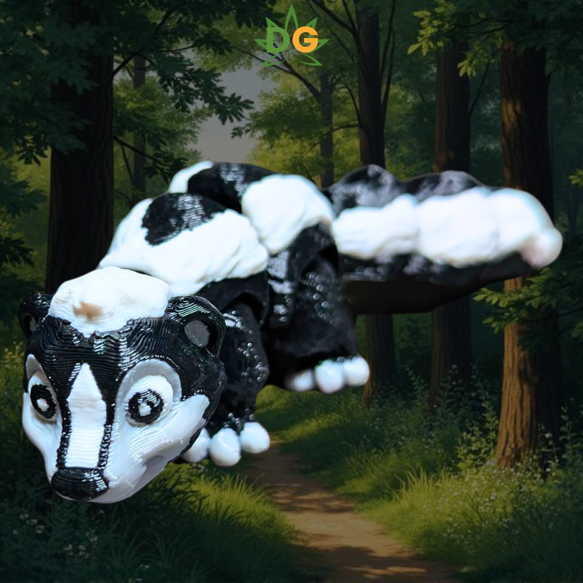 Flexi Skunk with a forest behind him