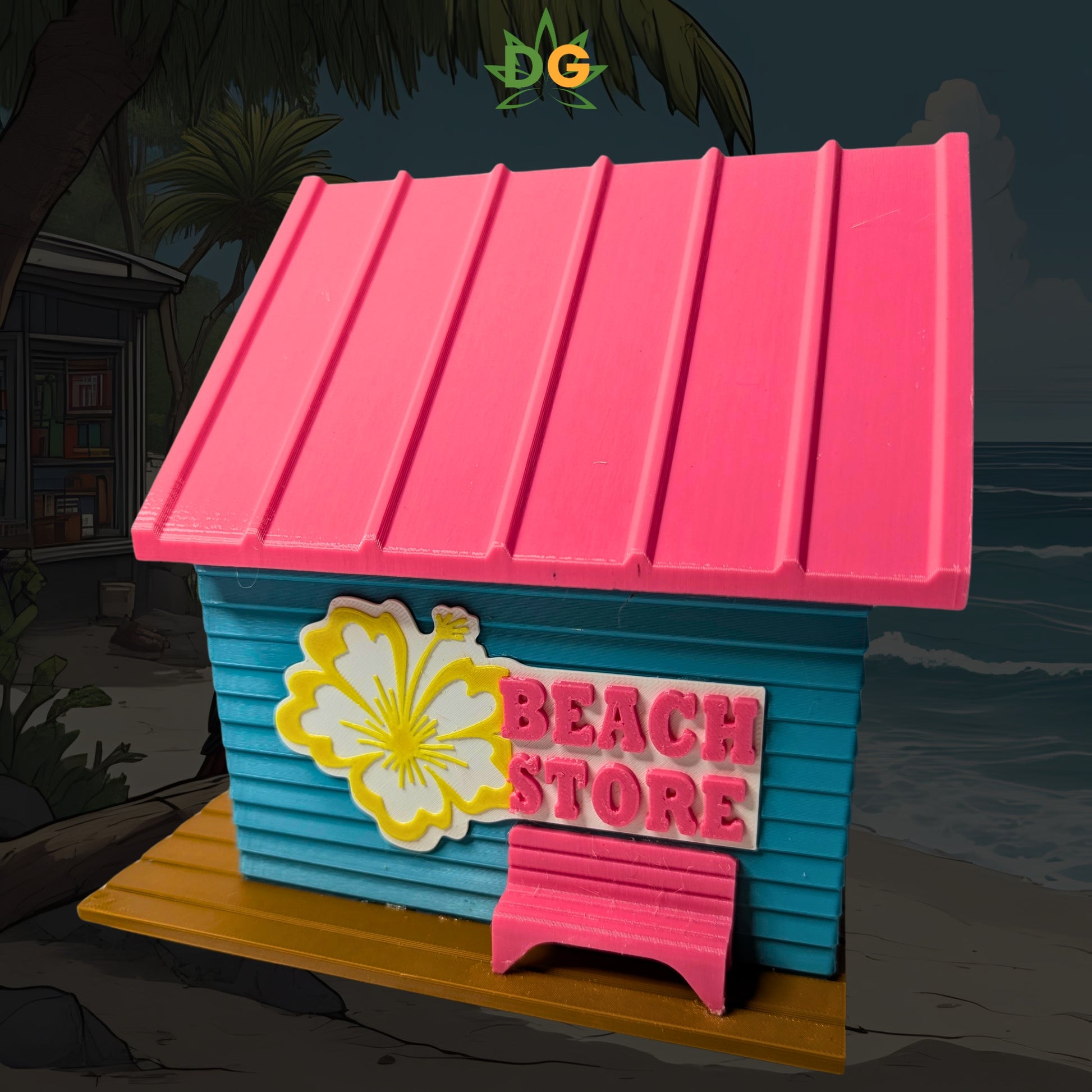 Miniature Surf Shop Birdhouse with Surfboards, Unique Beach Decor, Cottage Garden Art, Fun Gift for Sunbathers & Bird Lovers