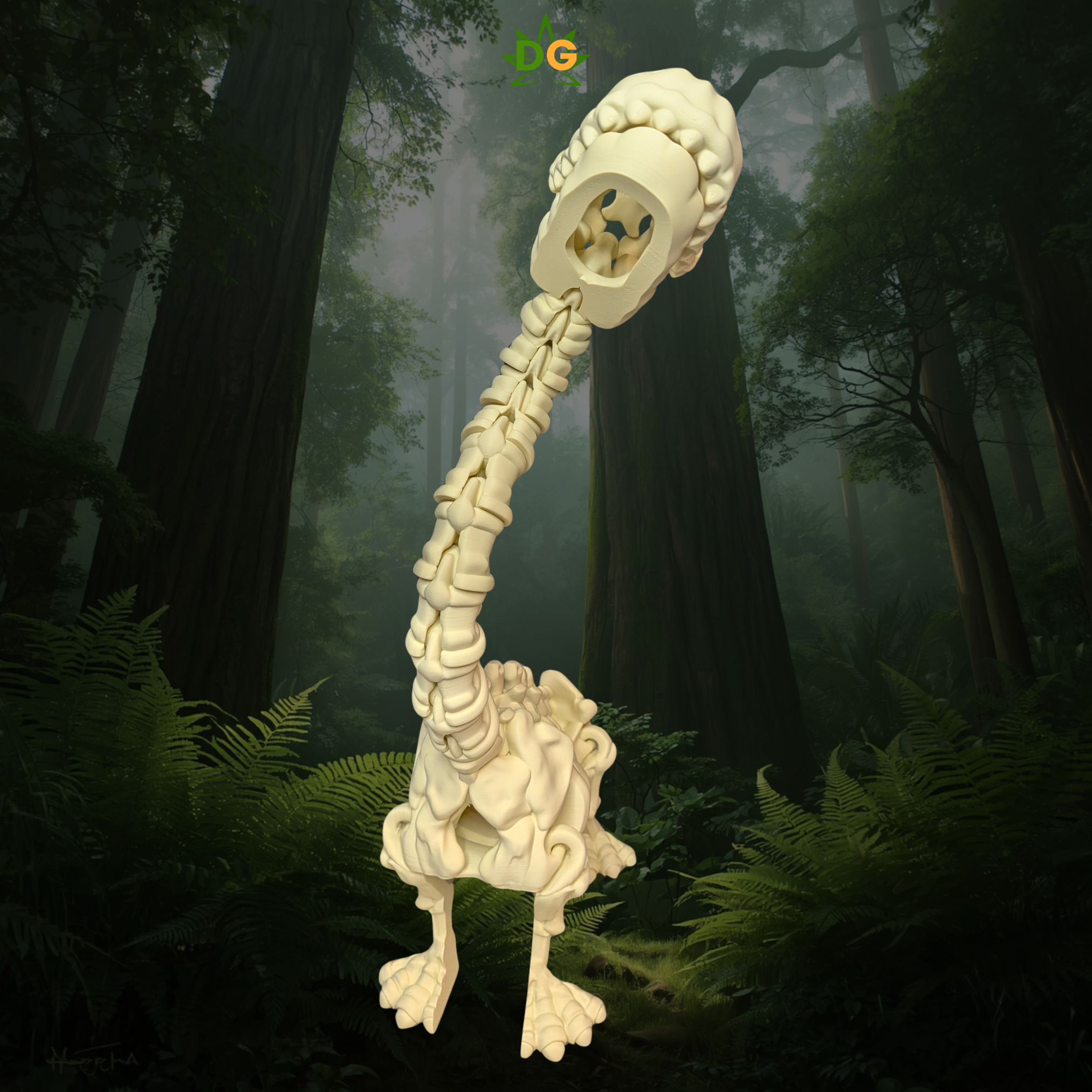 Articulated 3D Printed XL Skeleton Brachiosaurus Figurine and Fidget