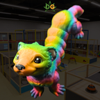 Rainbow Rush Articulated Ferret – 3D Printed Flexi Collectible
