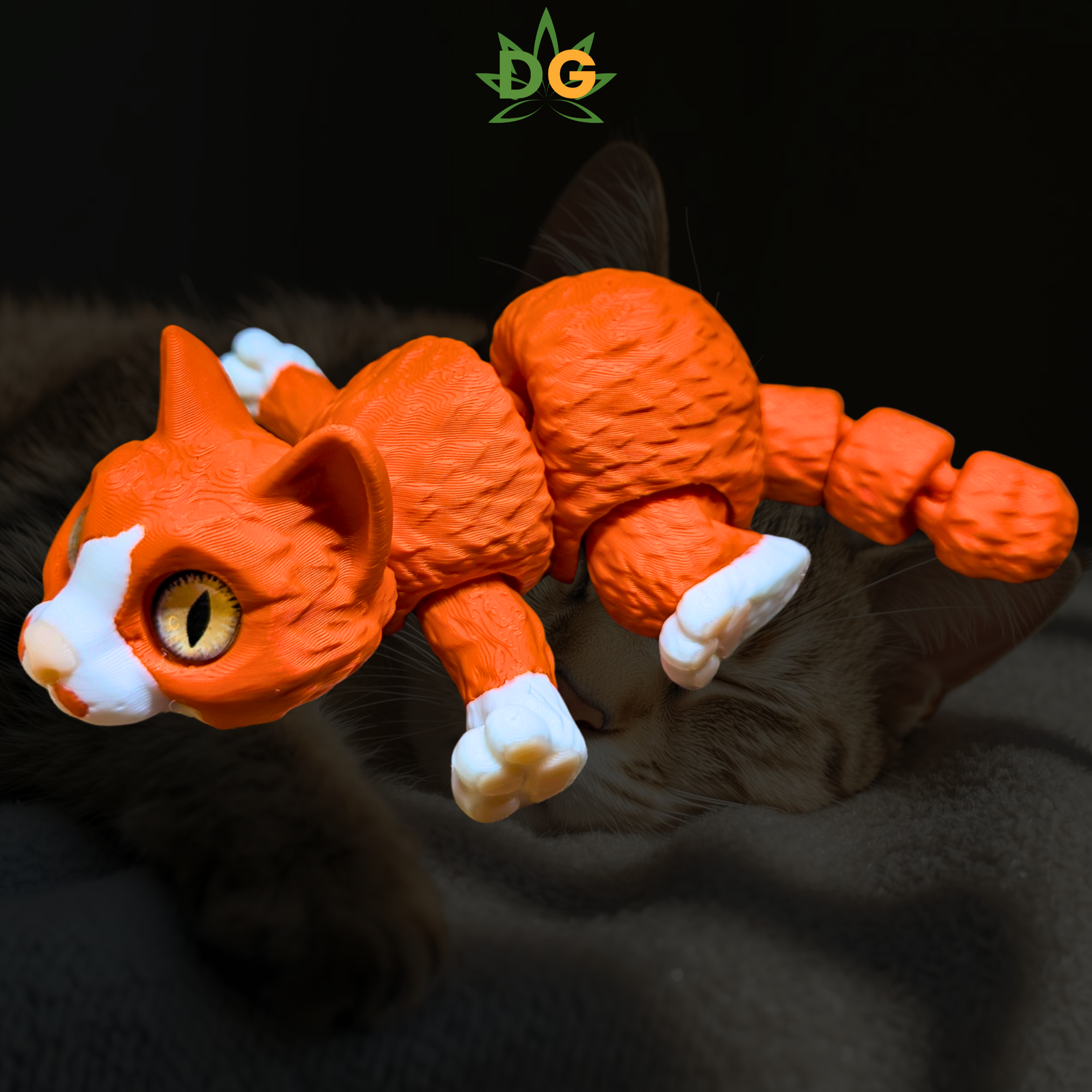 Toasty Orange Malone Kitty Flexi | 3D Printed Desk Buddy