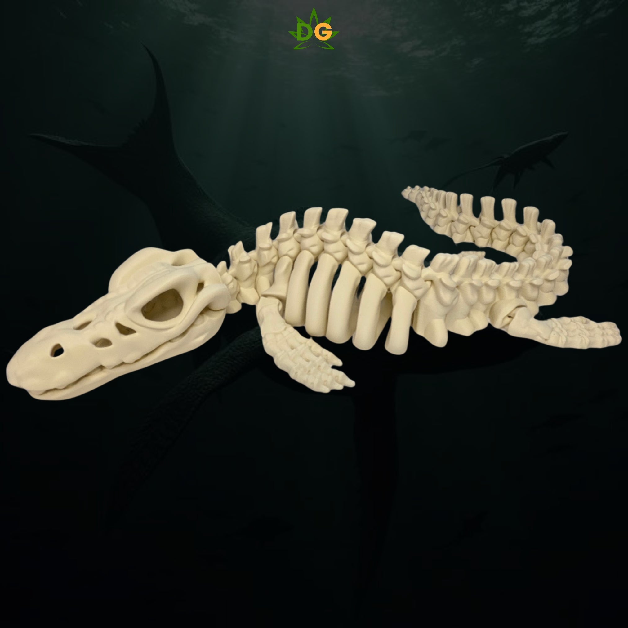 XL Articulated Skeleton Mosasaurus Figurine Desk Accessory 3D Printed