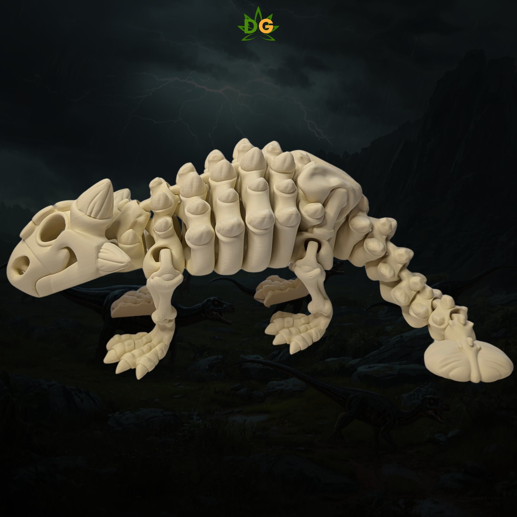 XL Flexi Skeleton Ankylosaurus Figurine Desk Accessory 3D Printed