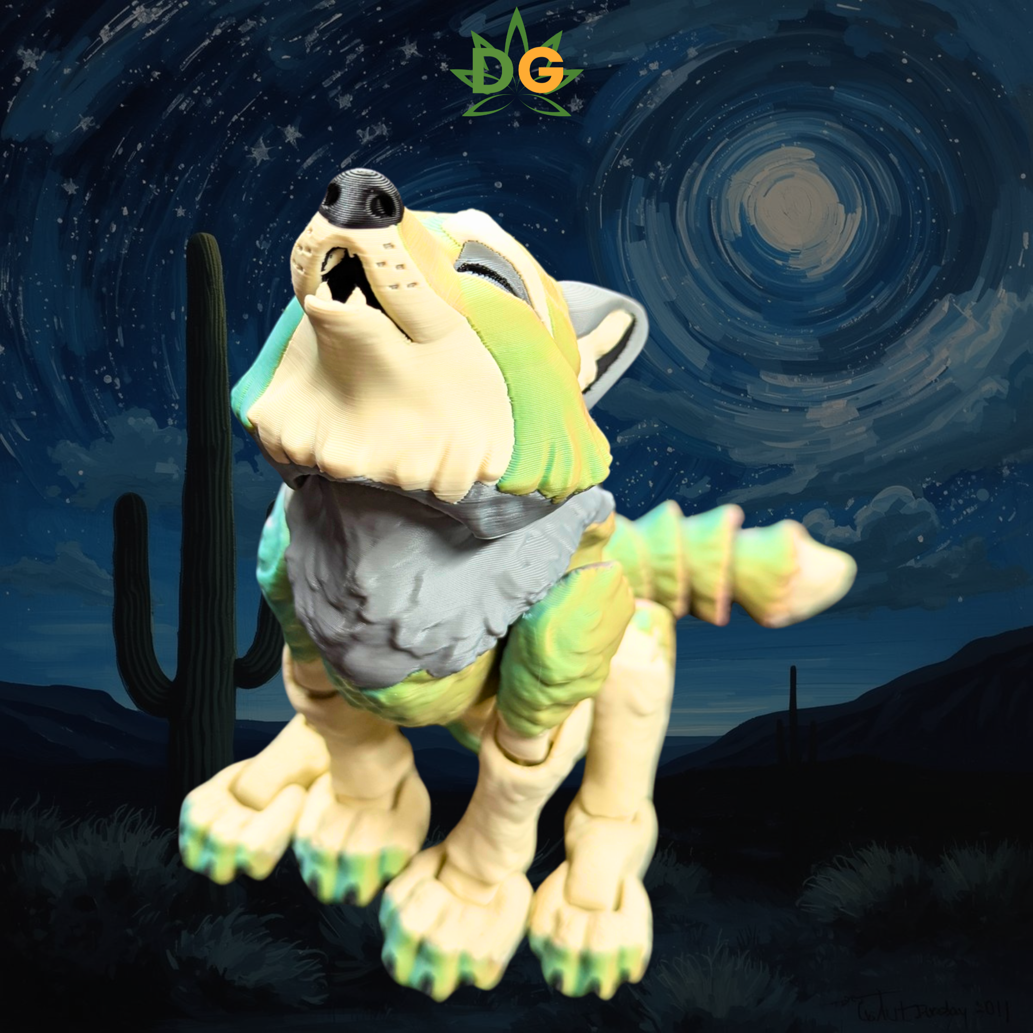 Color Shift Wolf Figurine - Articulated Animal Desk Pet 3D Printed