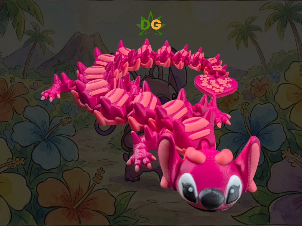 Articulated Blue & Pink Alien Flexi Figure - 3D Printed Tropical Creature