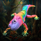 Rainbow Gecko Flexi with a forest in the background