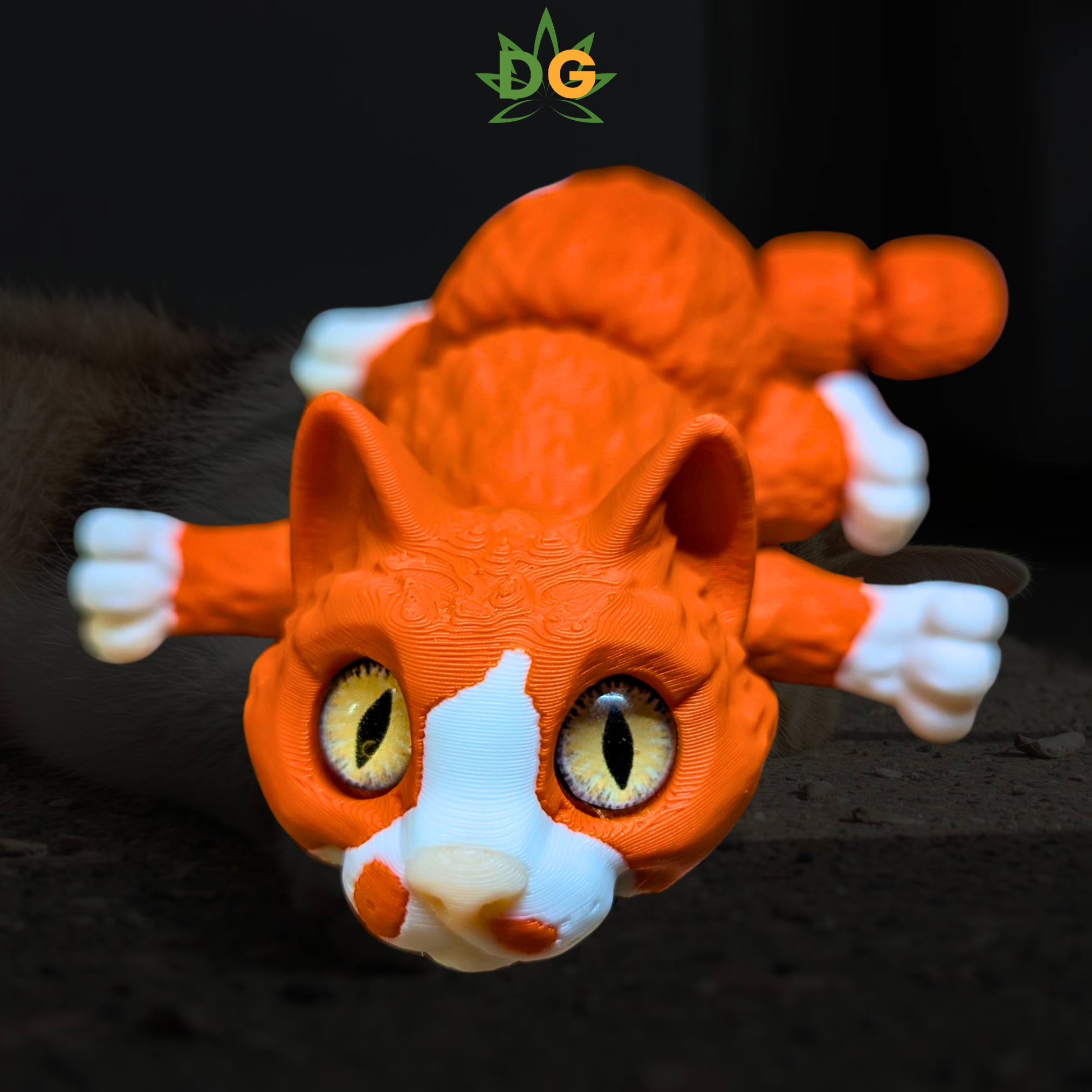 Toasty Orange Malone Kitty Flexi | 3D Printed Desk Buddy