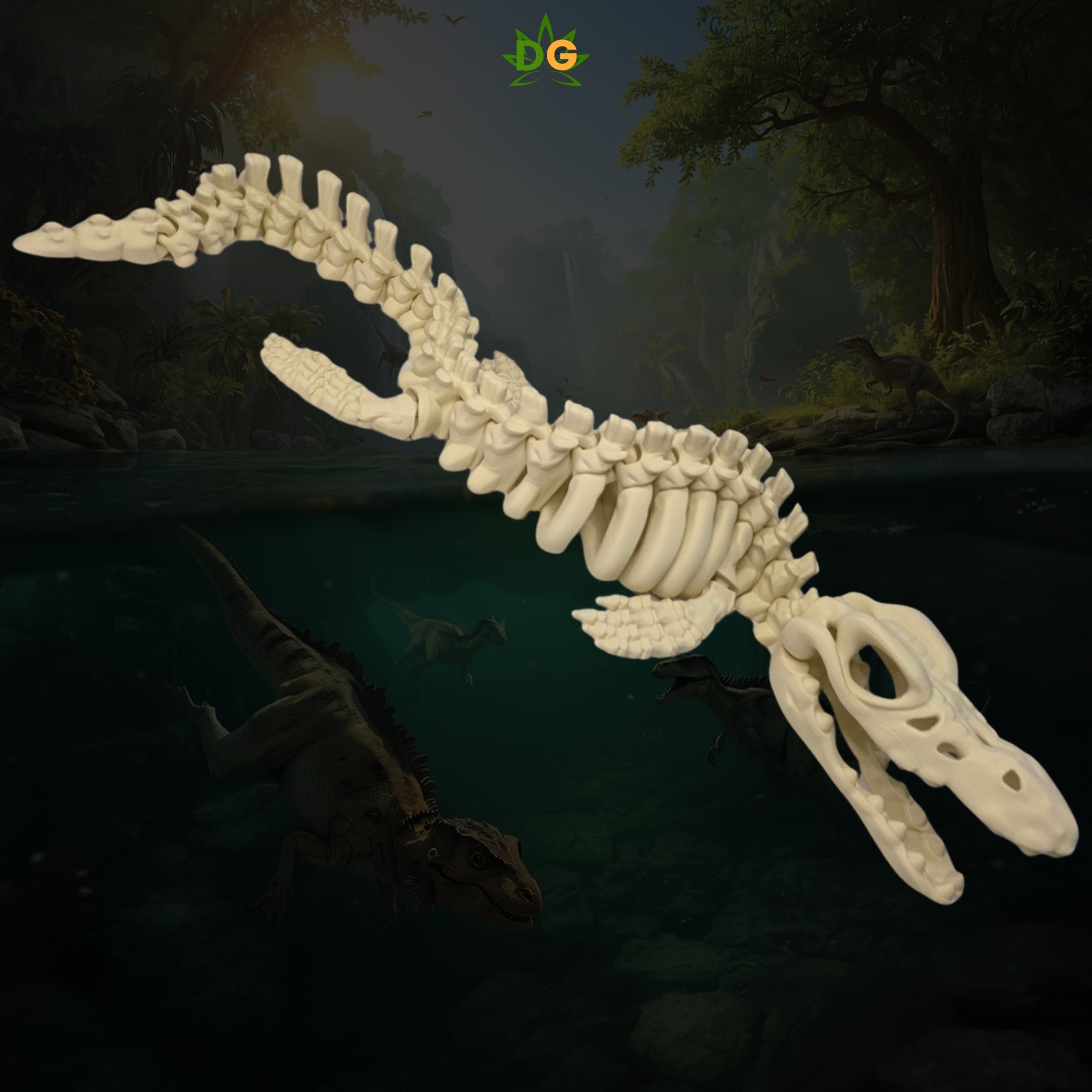 XL Articulated Skeleton Mosasaurus Figurine Desk Accessory 3D Printed