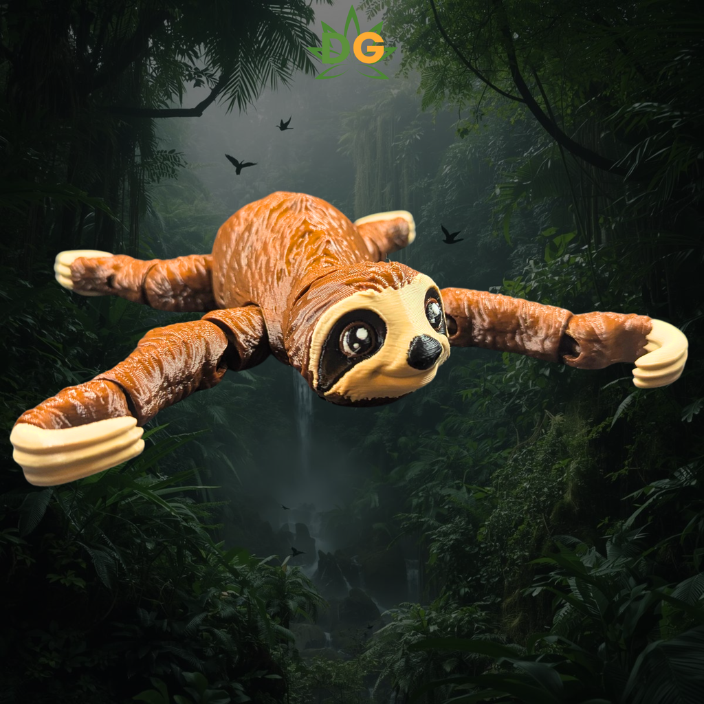 Hanging Sloth 3D Printed Model - Posable Flexi Figure - Sloth Lover Gift