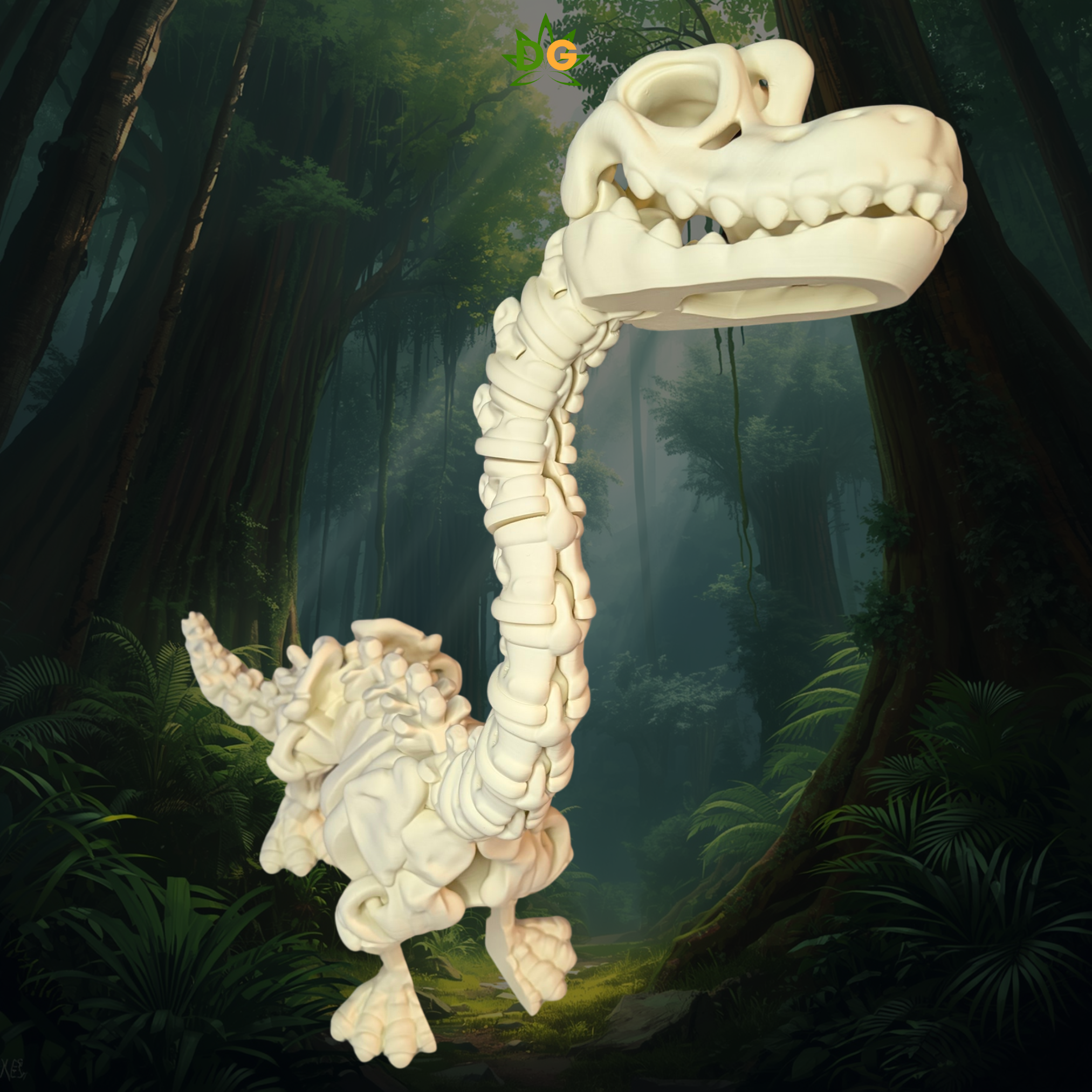 Articulated 3D Printed XL Skeleton Brachiosaurus Figurine and Fidget