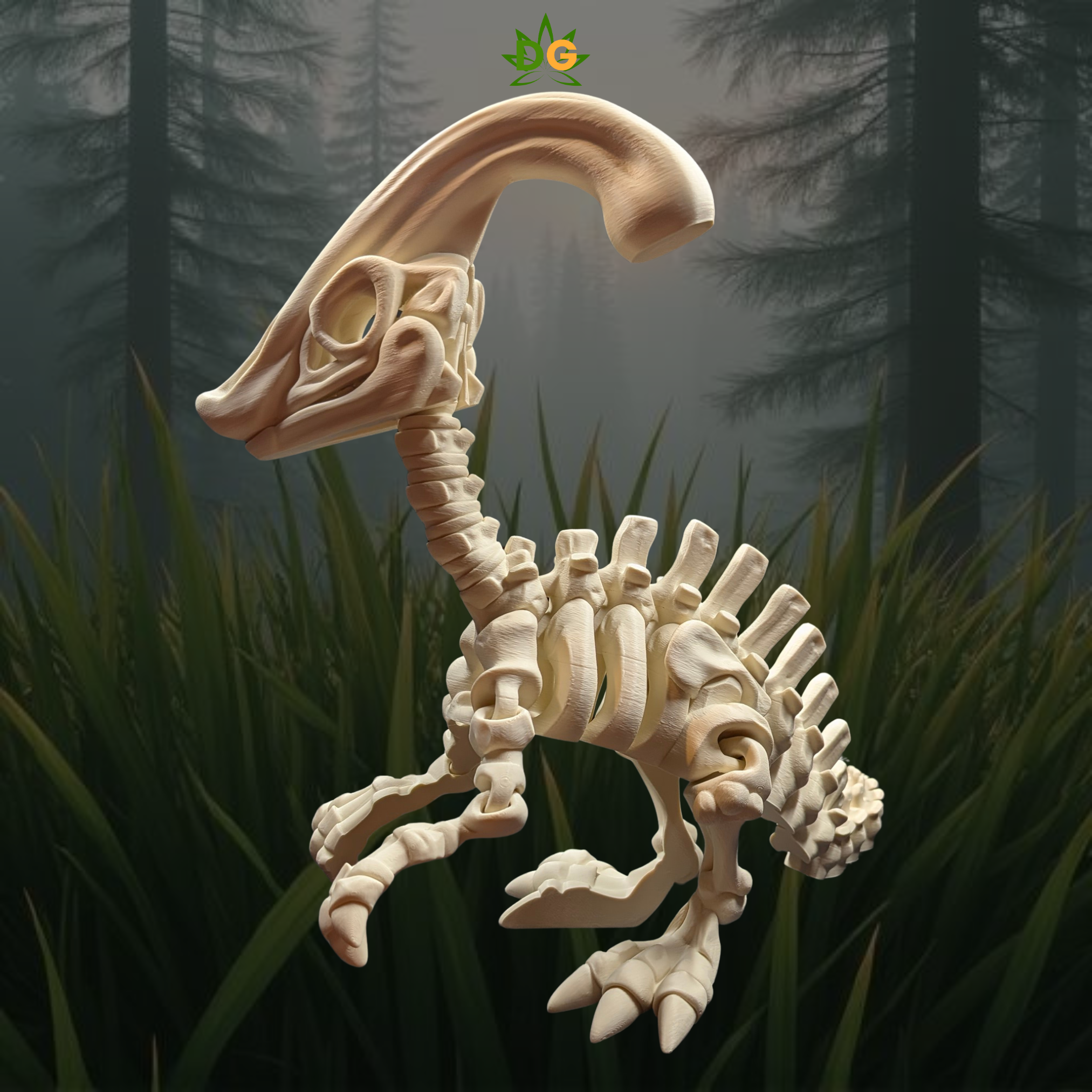 3D Printed Articulated XL Skeleton Parasaurolophus Fidget Figurine
