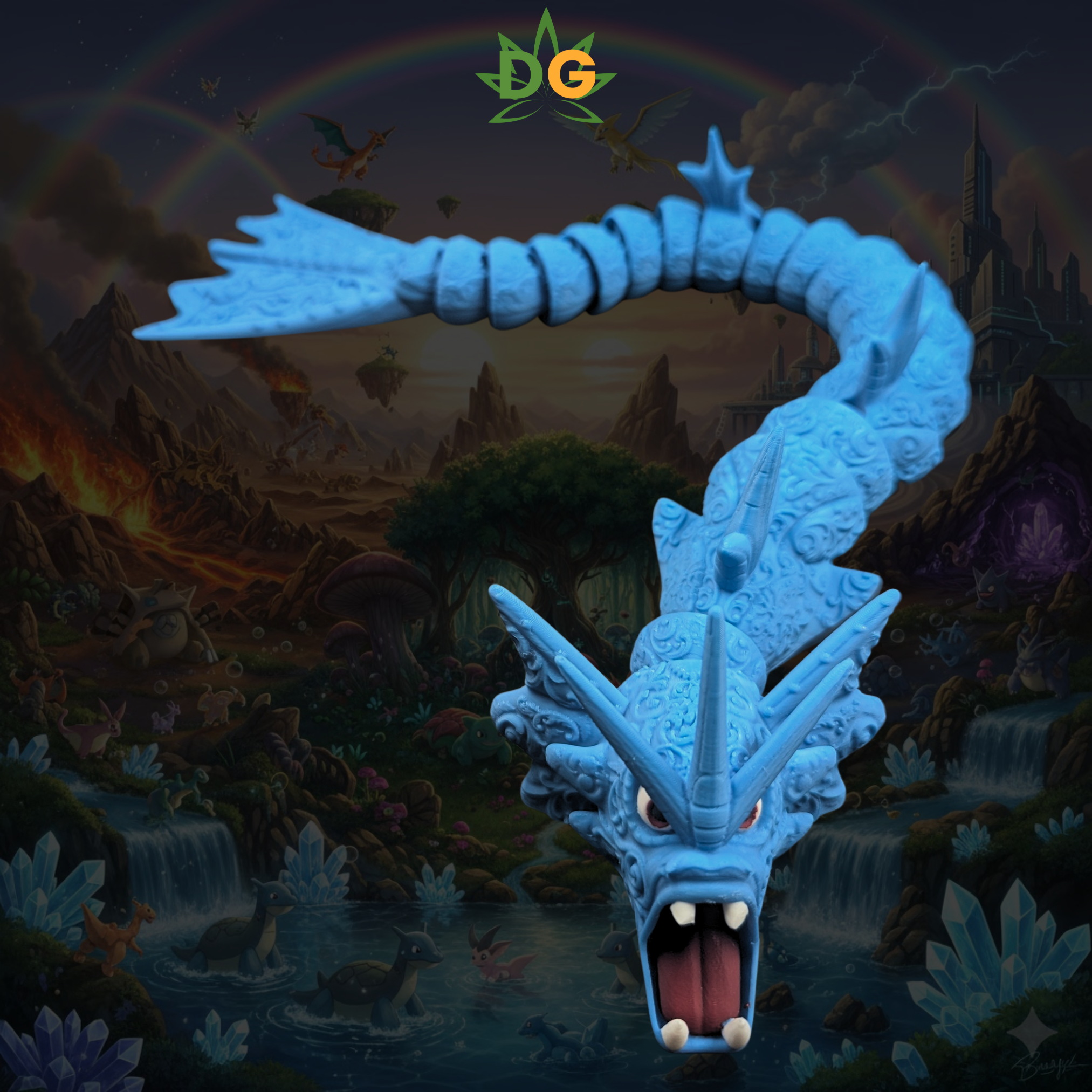 Deluxe Articulated Tidal Serpent – 3D Printed Crystal Sea Dragon Flexi