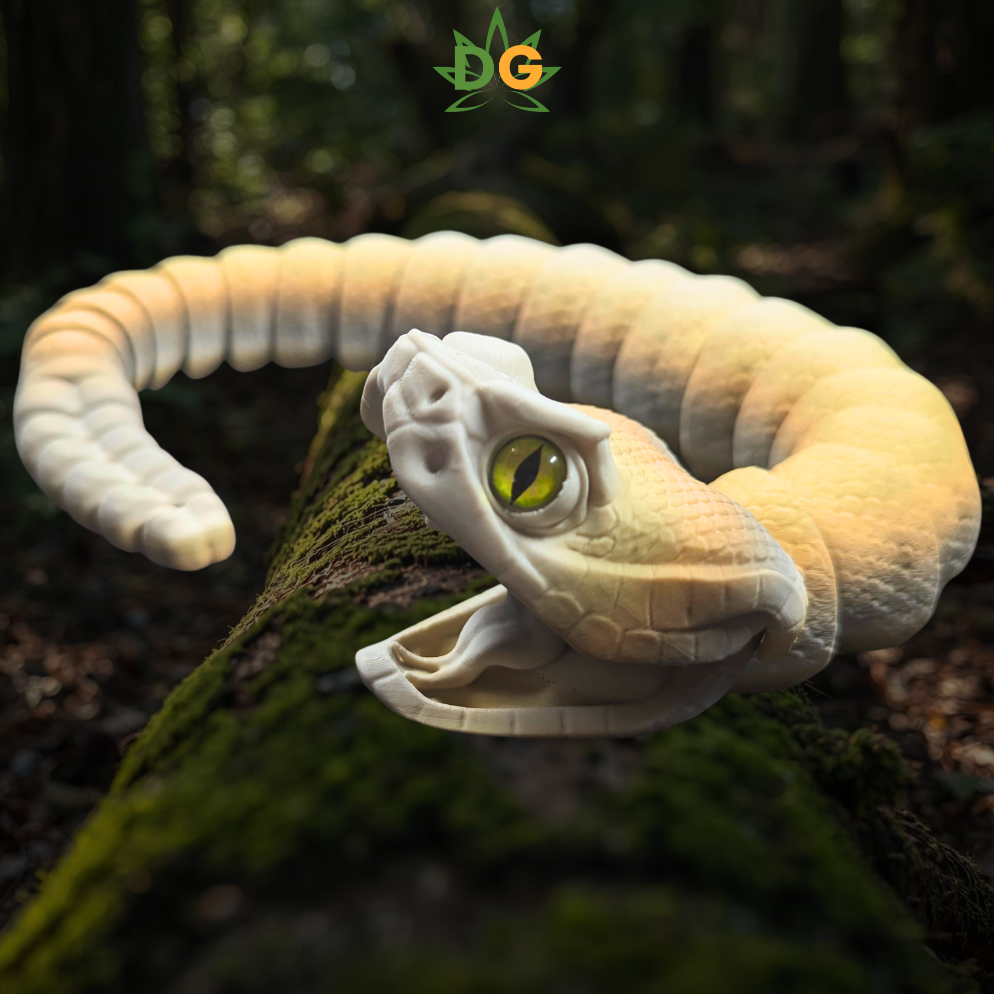 Articulated Rattlesnake 3D Printed Flexi with Realistic Glass Eyes